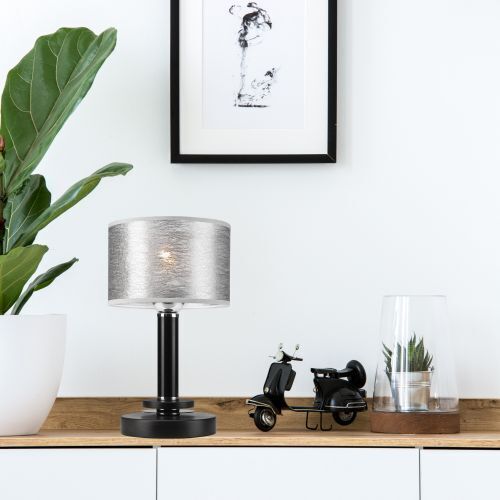 Tischlampe Modern Grau Stoff H:33cm DENIRA