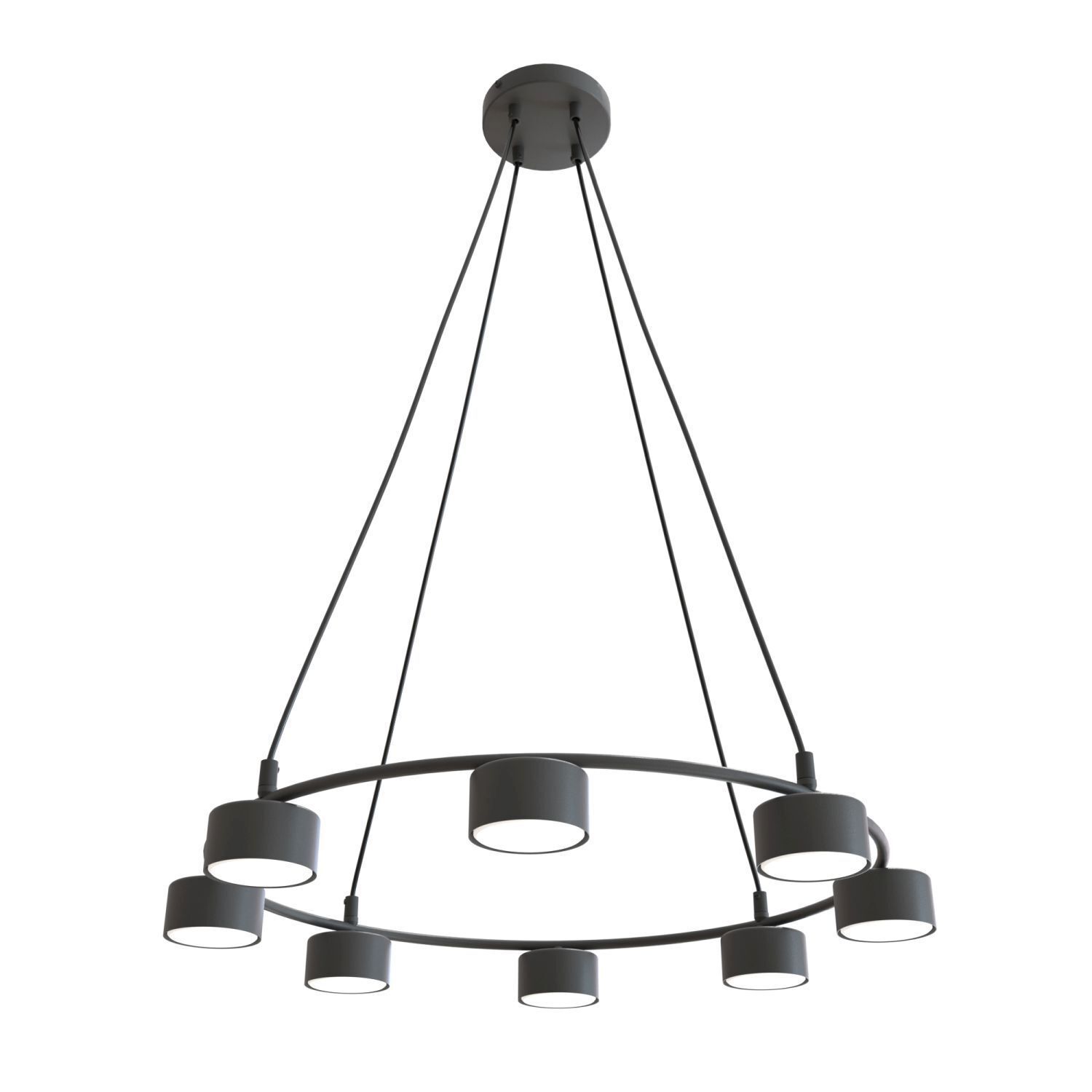 Lampe à suspendre noire à 8 flammes accentuées L:64 cm GX53