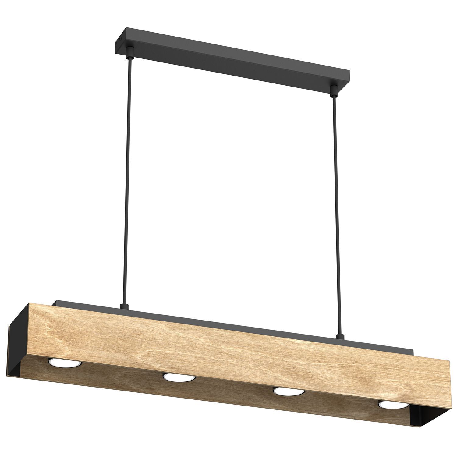 Pendelleuchte Holz Metall Schwarz L:76 cm GU10 wohnlich