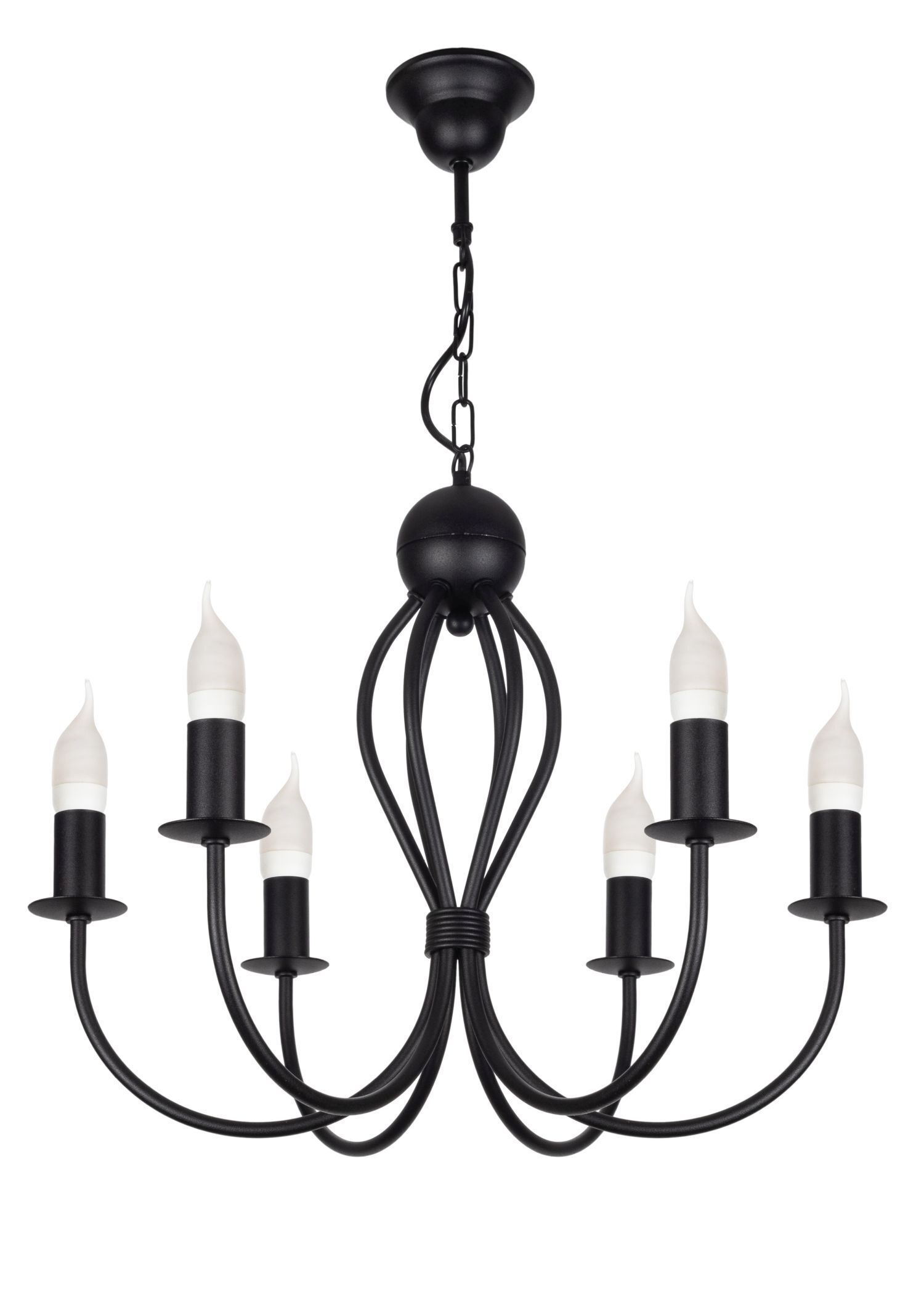 Schwarzer Kronleuchter Metall 6-flammig E14 Klassisch