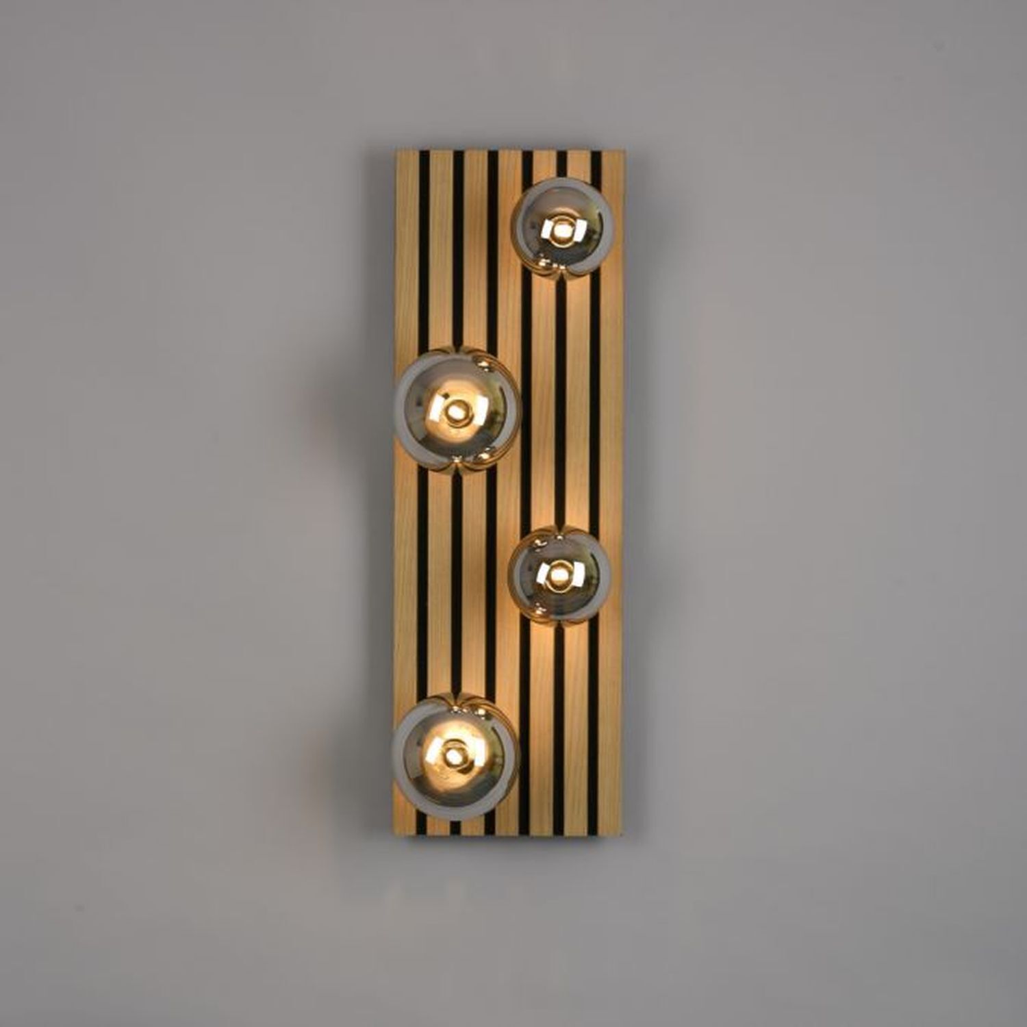 Lampe de plafonnier confortable Boules de verre Bois G9 80 cm Naturel