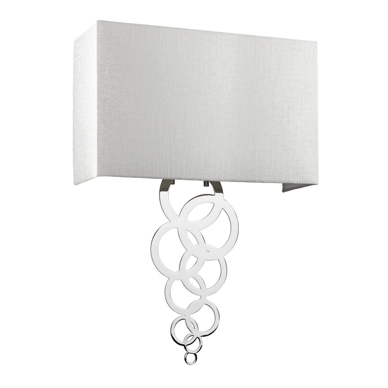 Wandlampe Stoff Metall in Creme Chrom Modern eckig Lampe, Lampenschirm