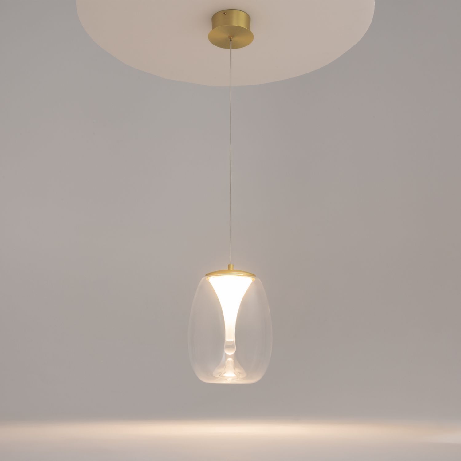 LED Hängelampe Aluminium Glas D: 20 cm rund in Gold Lampe, Deckenleuchte