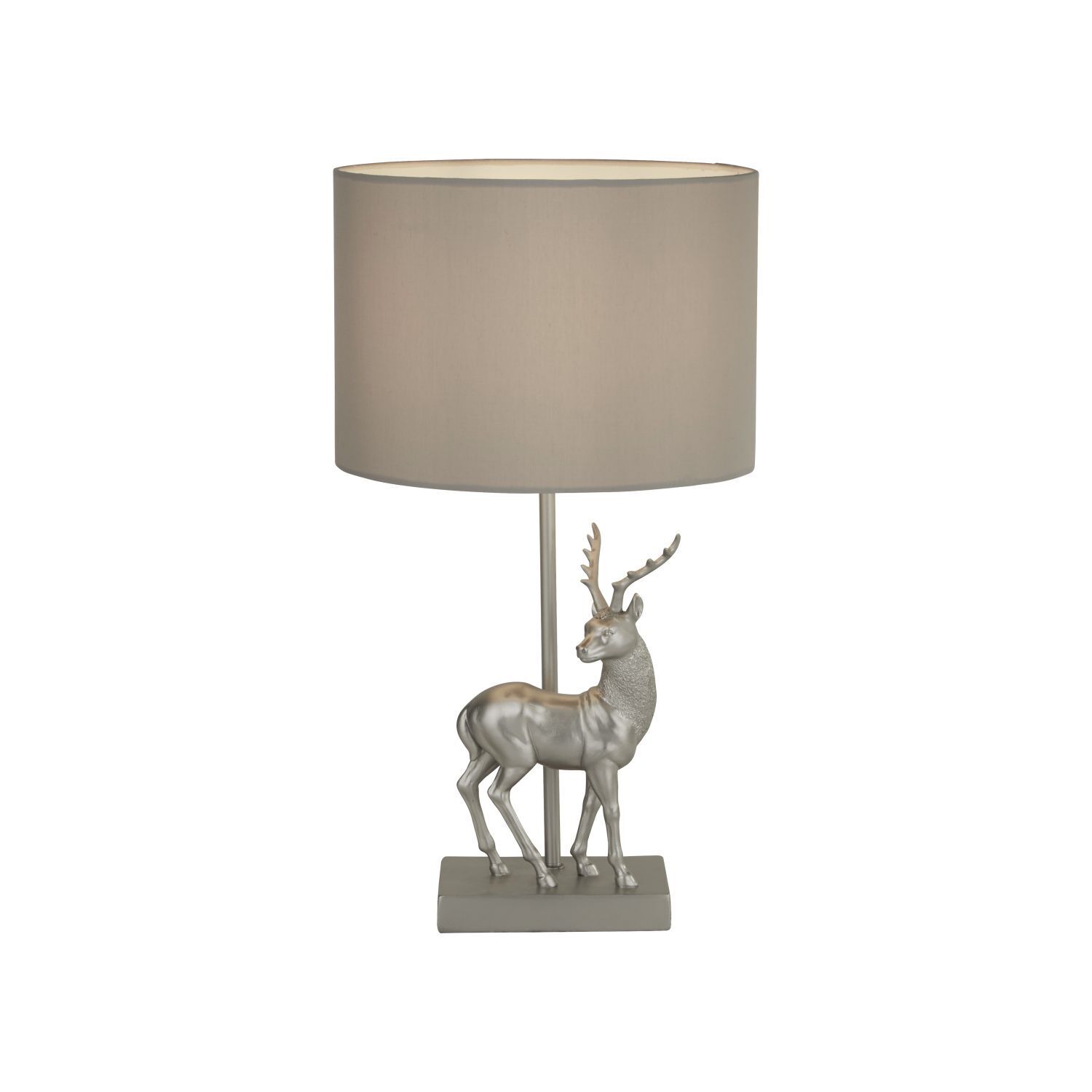 Tischlampe Grau H: 42,5 cm Stoff Resin Hirsch E27