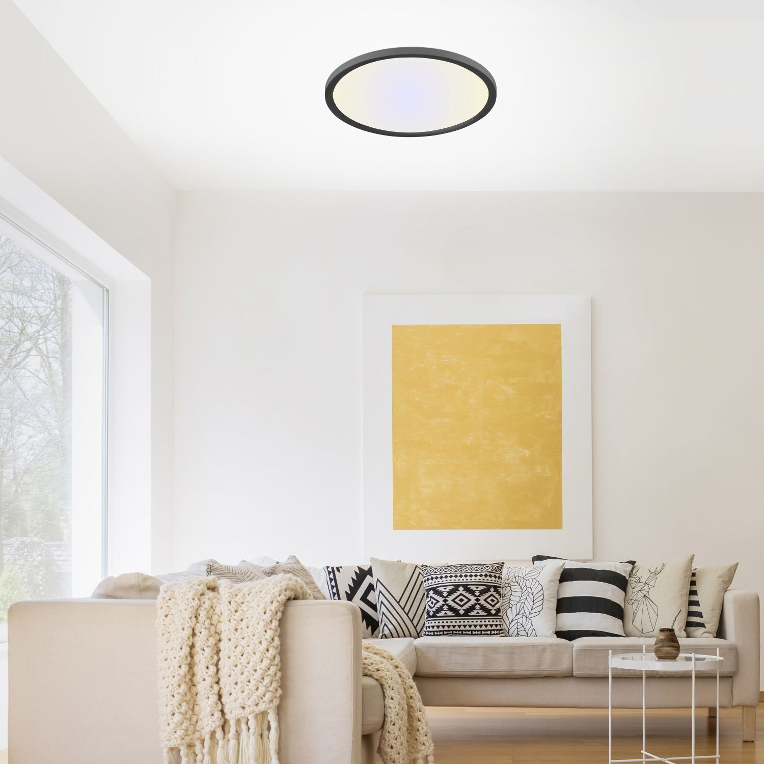 Lampe de plafonnier LED noire à intensité variable Ø40 cm Télécommande Wohnzimmer, Couch, Deckenleuchte, Dekoration für Zuhause, Innenarchitektur