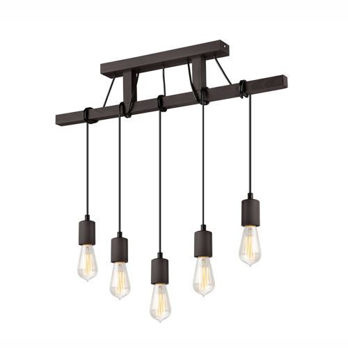 Braun Lampe suspendue en bois 5-flmg longue table à manger