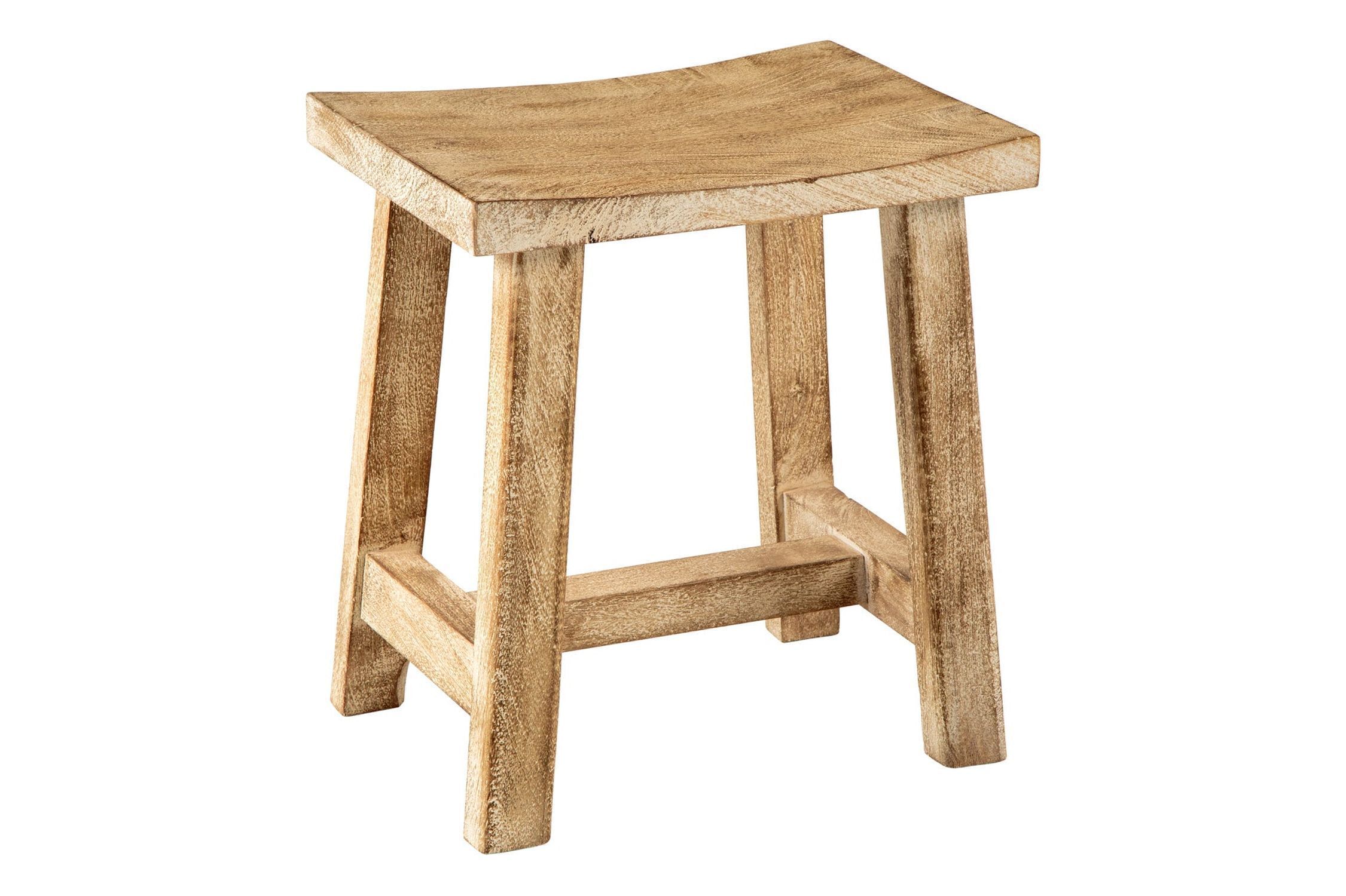 Sitzhocker Holz massiv gebogene Sitzfläche Shabby Chic Barhocker, Mobiliar