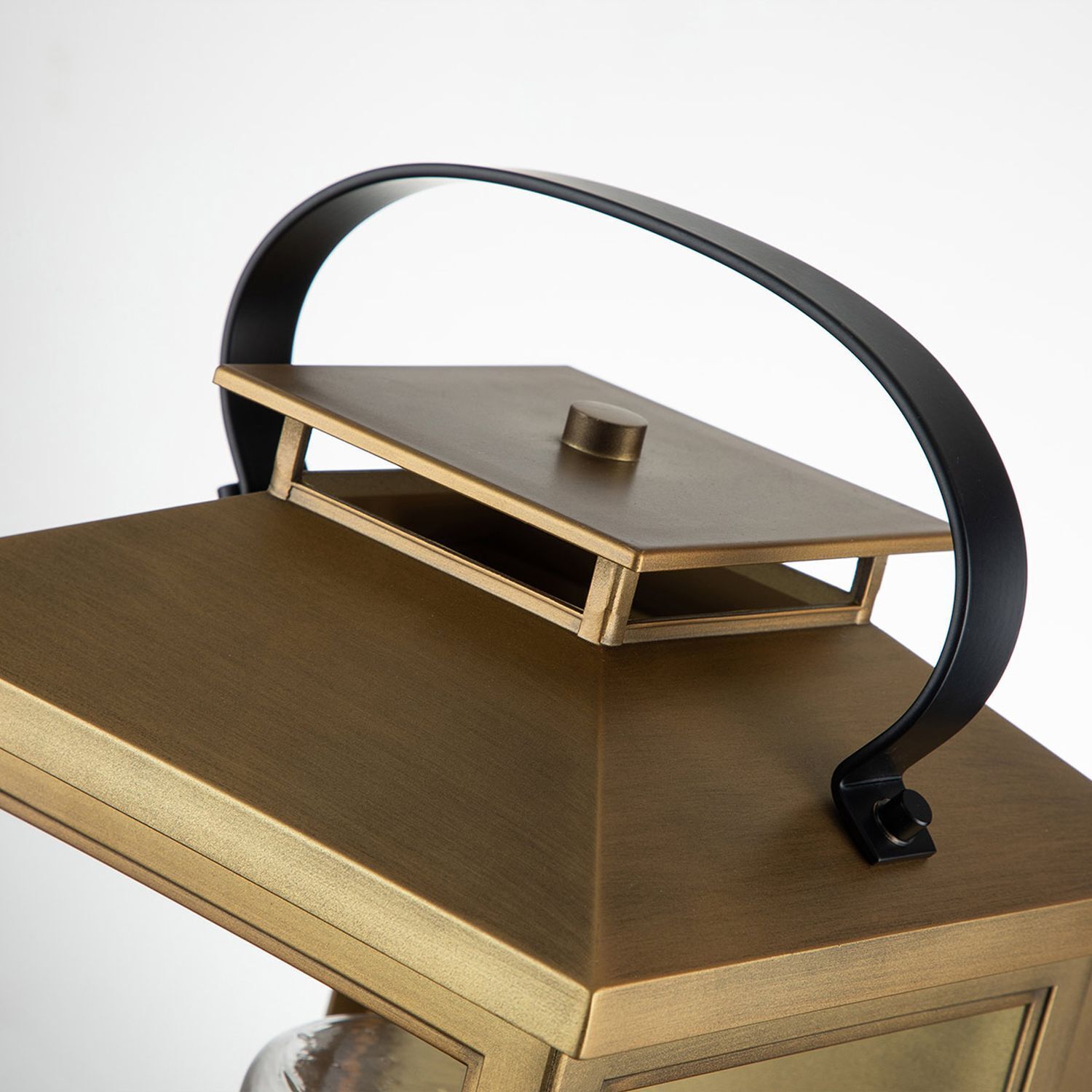 Wandleuchte außen E27 IP44 44,5 cm hoch in Messing antik laterne, gold, metall, griff, glas