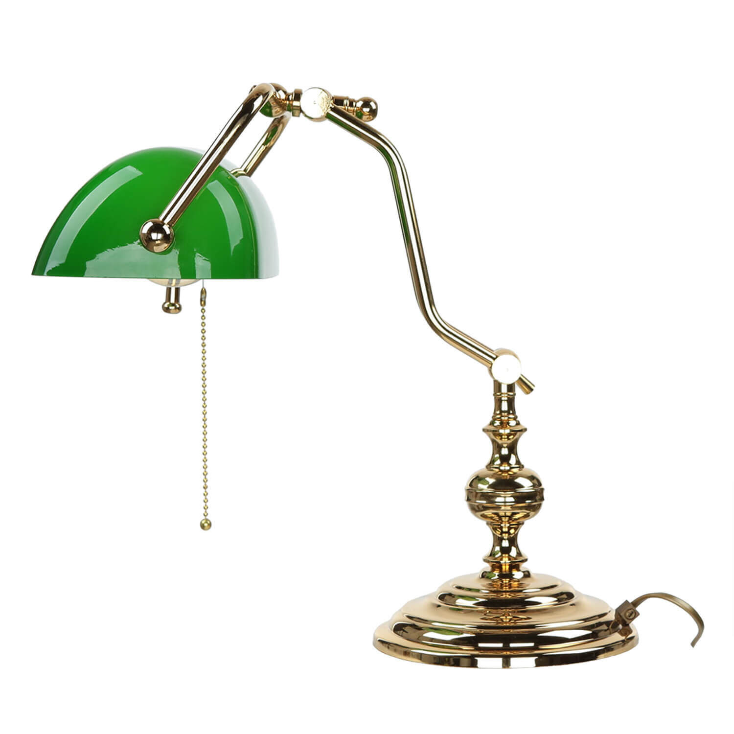 Gebogene Jugendstil Bankerlampe Vergoldet 24 Karat