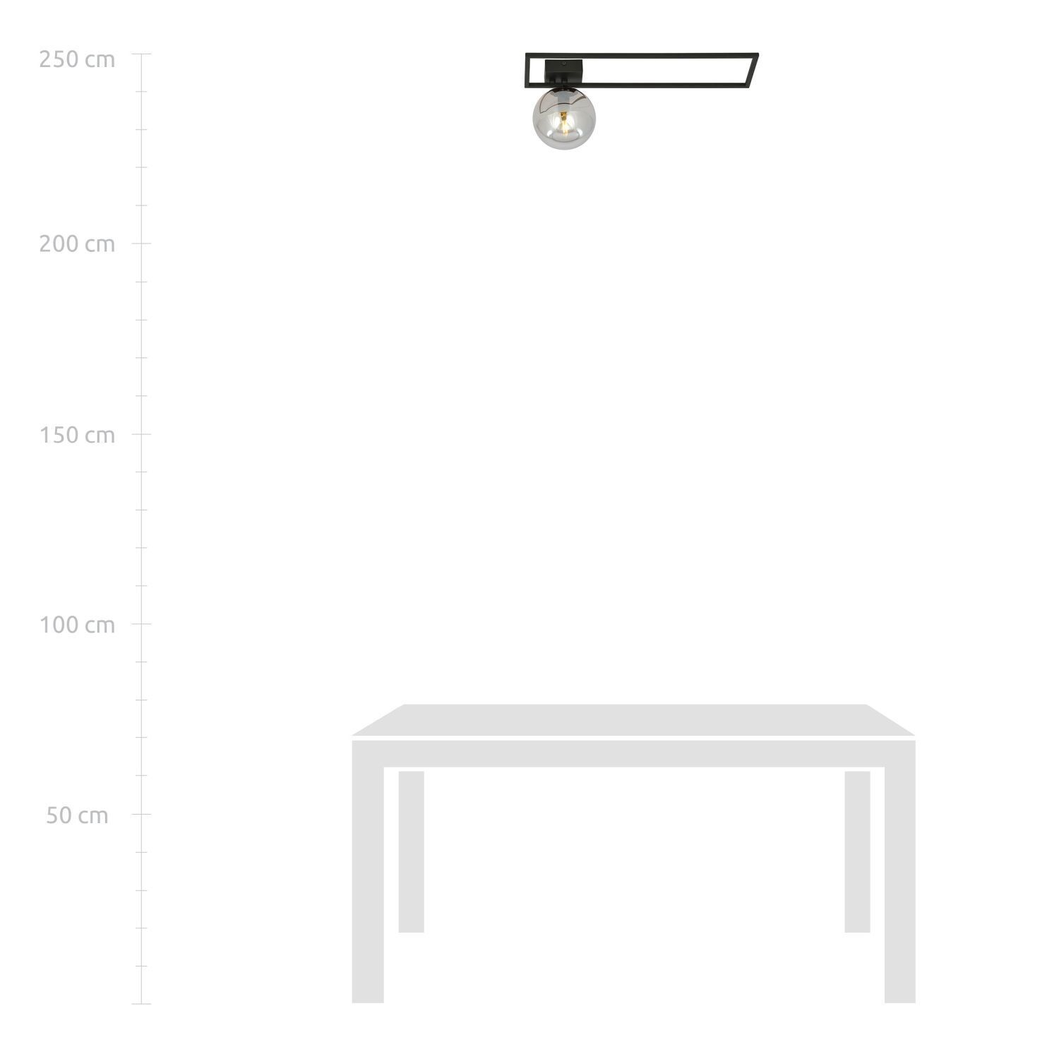 Plafonnier Noir Gris E14 50 cm Abat-jour sphérique Verre Métal