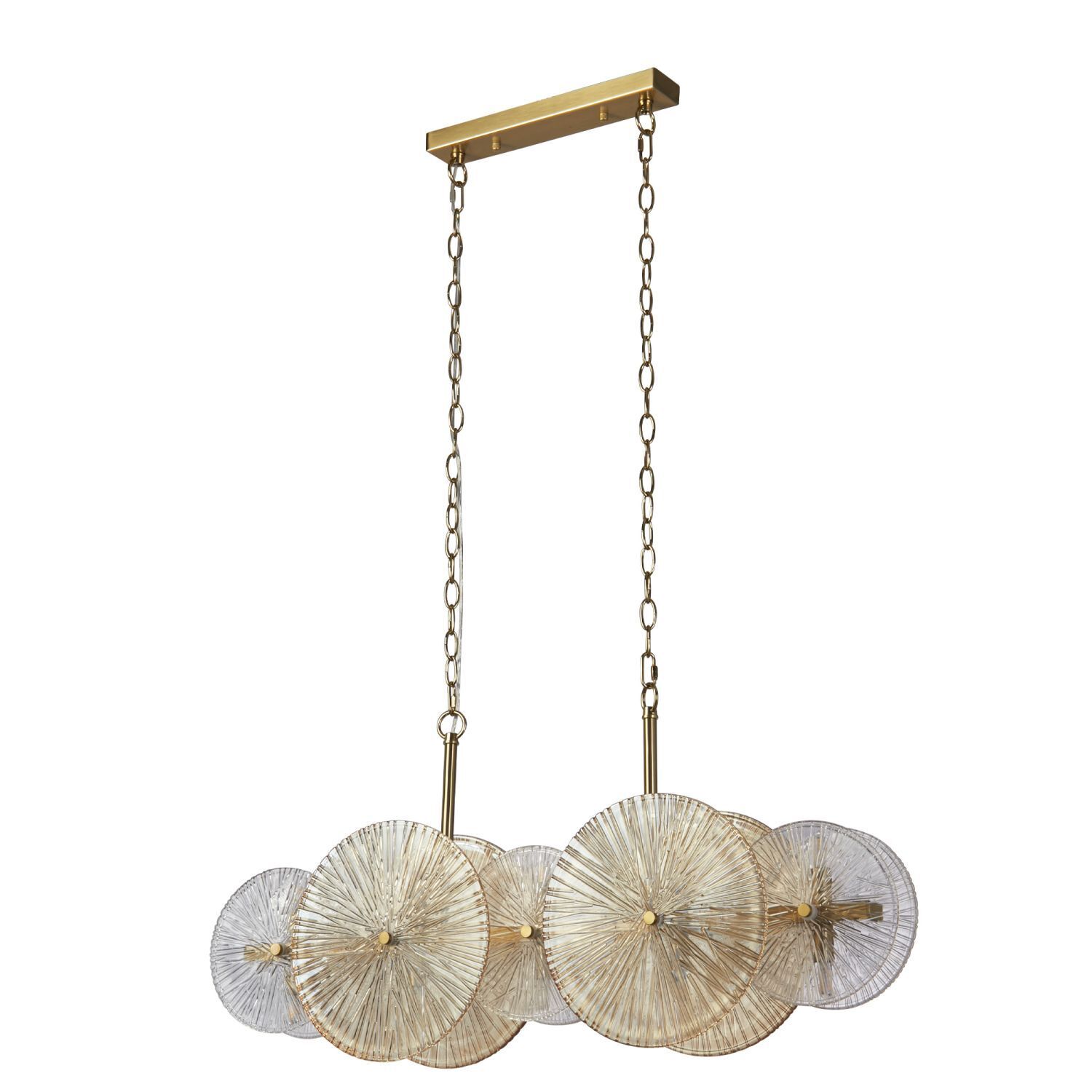 Lampe à suspendre verre métal L : 90 cm en bronze ambre clair