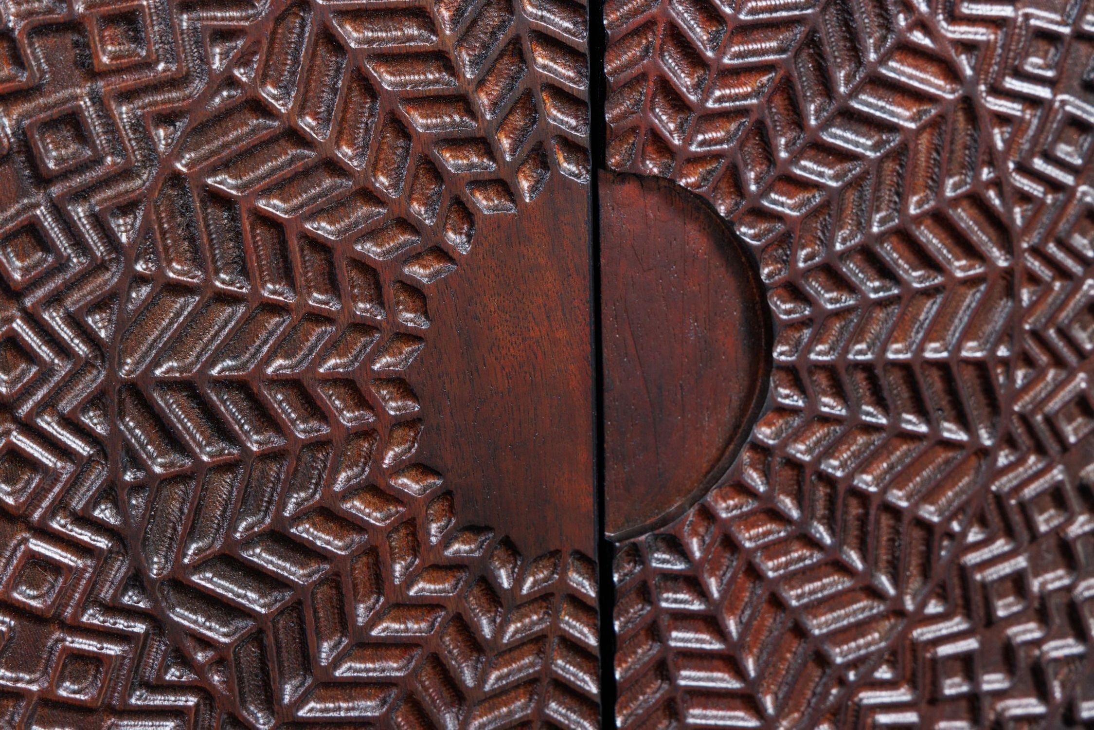 Buffet 160 cm bois métal noir cuivre or artisanat