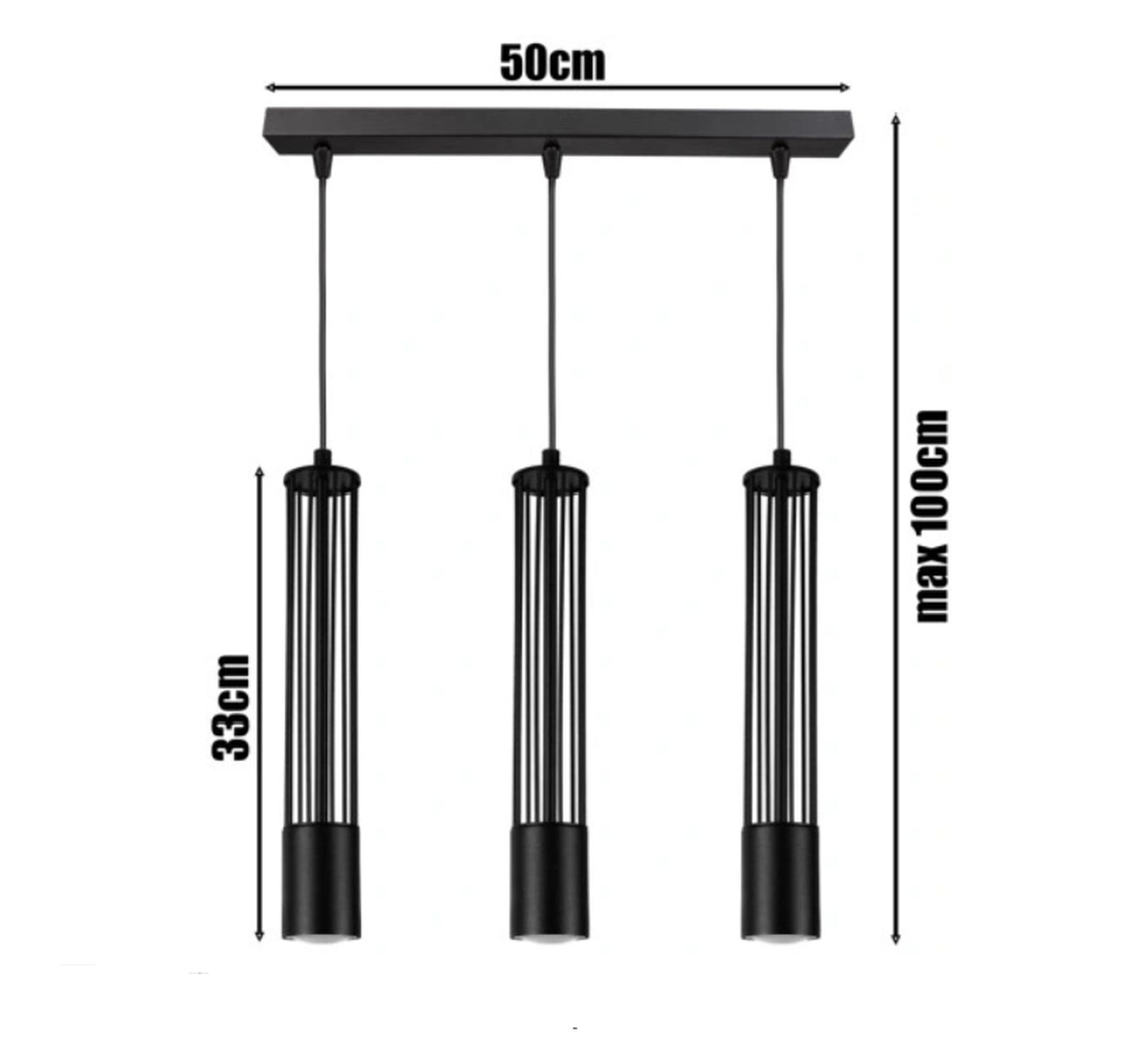 Dekorative Pendelleuchte Metall GU10 55 cm lang Schwarz Glockenspiel, Musikinstrument, Drinnen, Zimmer, Duscharmatur