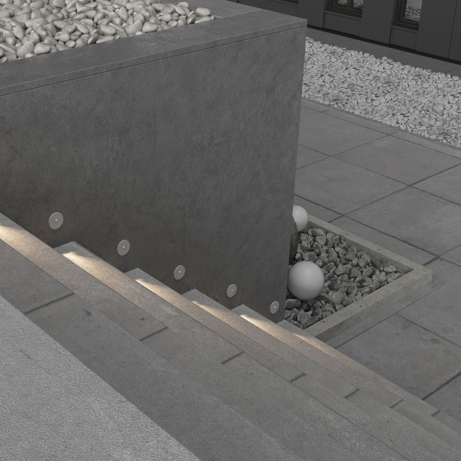 LED Wand Einbauleuchte Aluminium IP54 rund Ø 7 cm Weiß Wohnen, Treppe, Sphäre, Straße, Ei