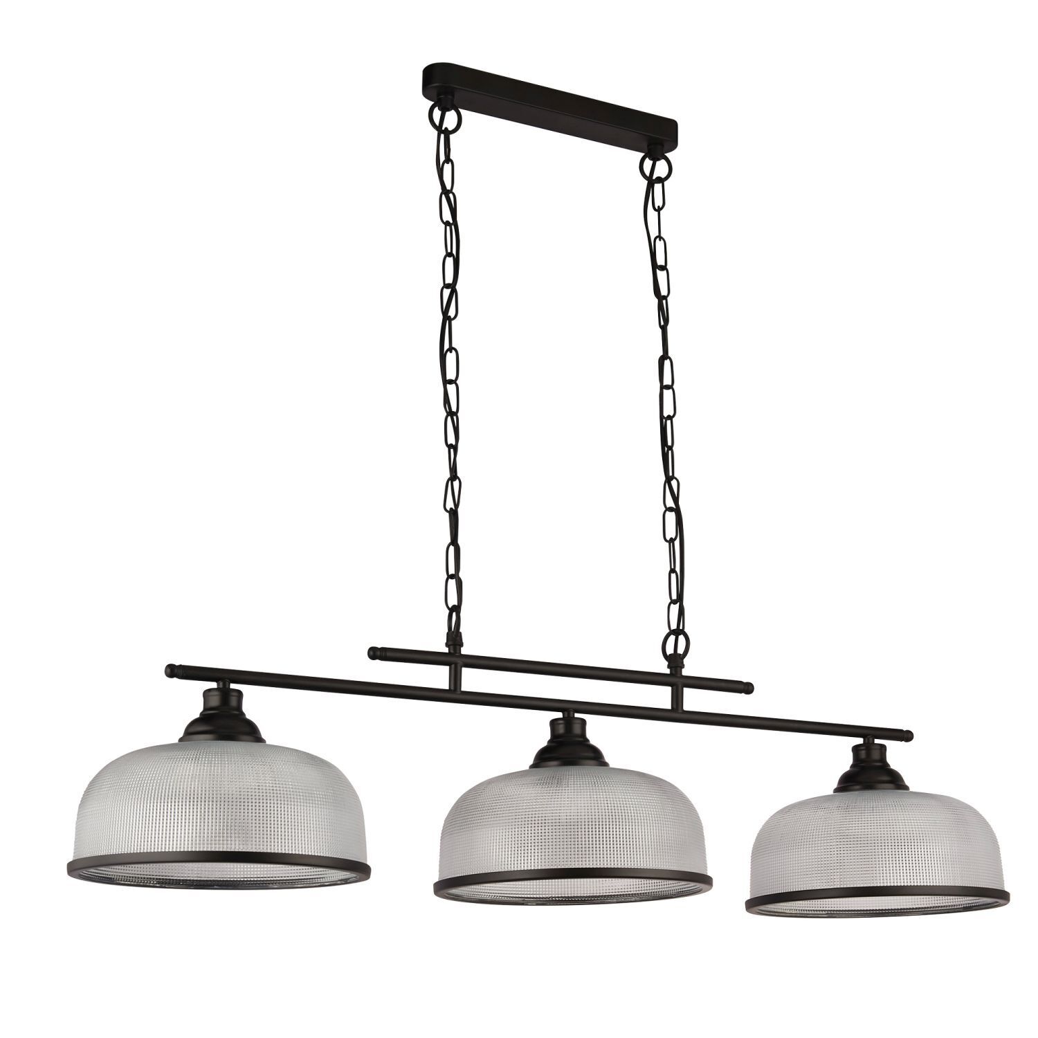 Lampe à suspendre noire claire L : 99 cm 3-flammes E27 verre métal
