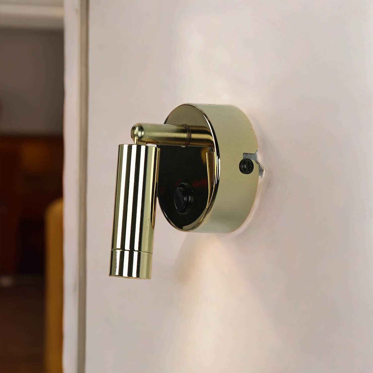 LED Wandstrahler mit Schalter Metall verstellbar Gold Person, Sicherheit