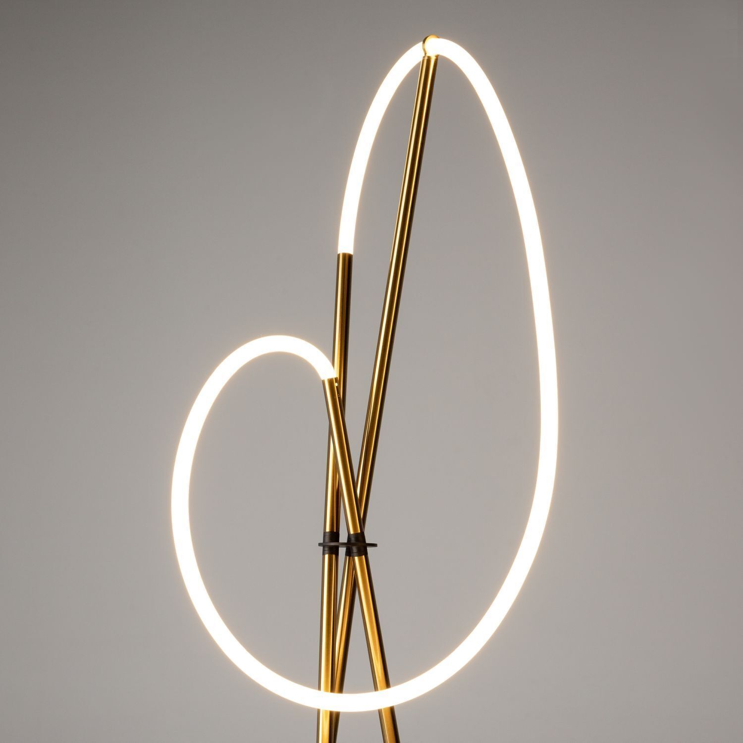 LED-Lampe, Ringlampe, Goldfarbene Stange, Leuchtröhre, Moderne Beleuchtung