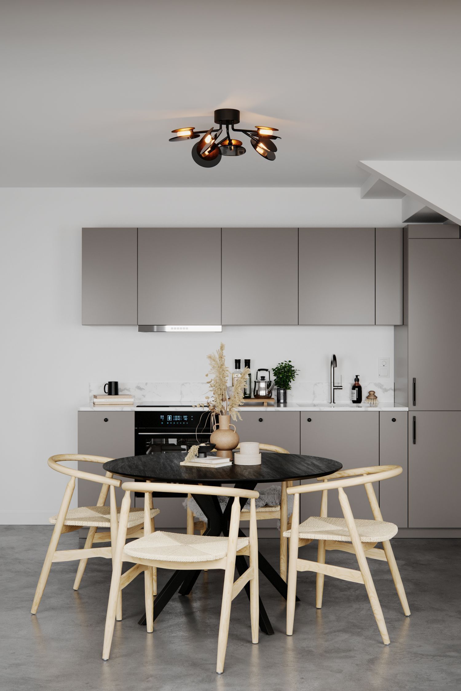 Deckenleuchte Metall Glas 70 cm breit 6x G9 Modern Drinnen, Innenarchitektur, Küche, Esstisch, Esszimmer