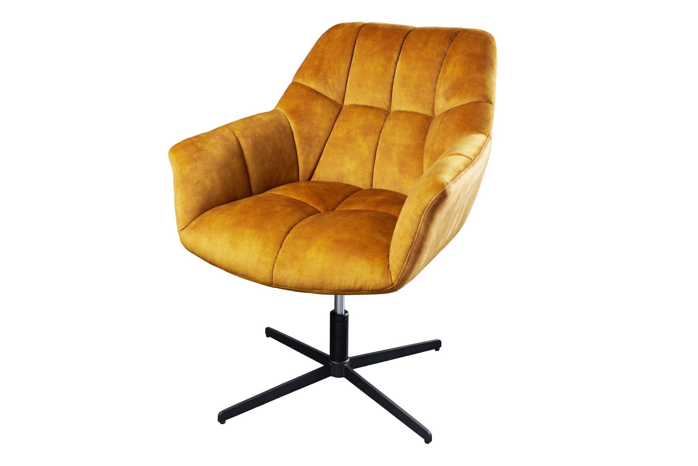 Chaise de bureau velours métal jaune noir réglable en hauteur