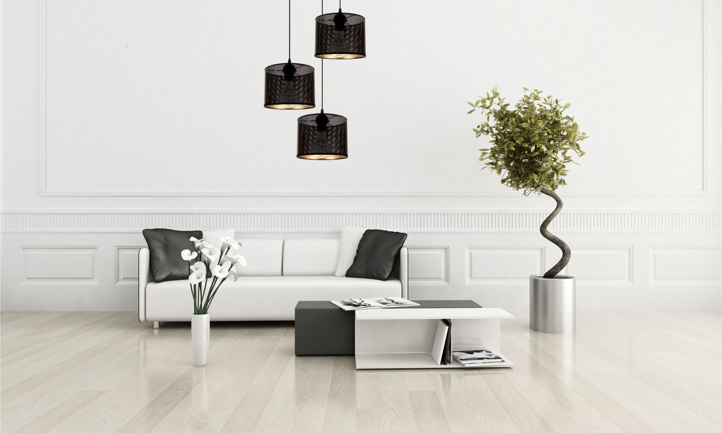 Lampe à suspendre métal noir or E27 3-flmg Ø45 cm Loft Innenarchitektur, Pflanze, Tabelle, Topfpflanze, Wohnzimmer