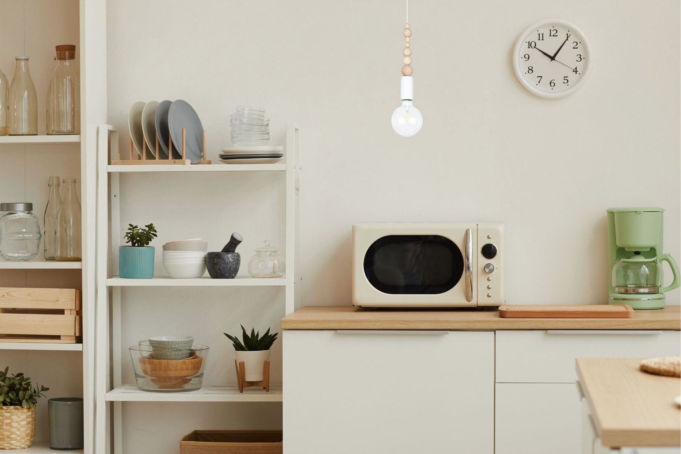 Hängelampe Holz Metall Weiß E27 Ø10 cm rund wohnlich kitchen, mikowelle, mikrowelle, schwarz, grün