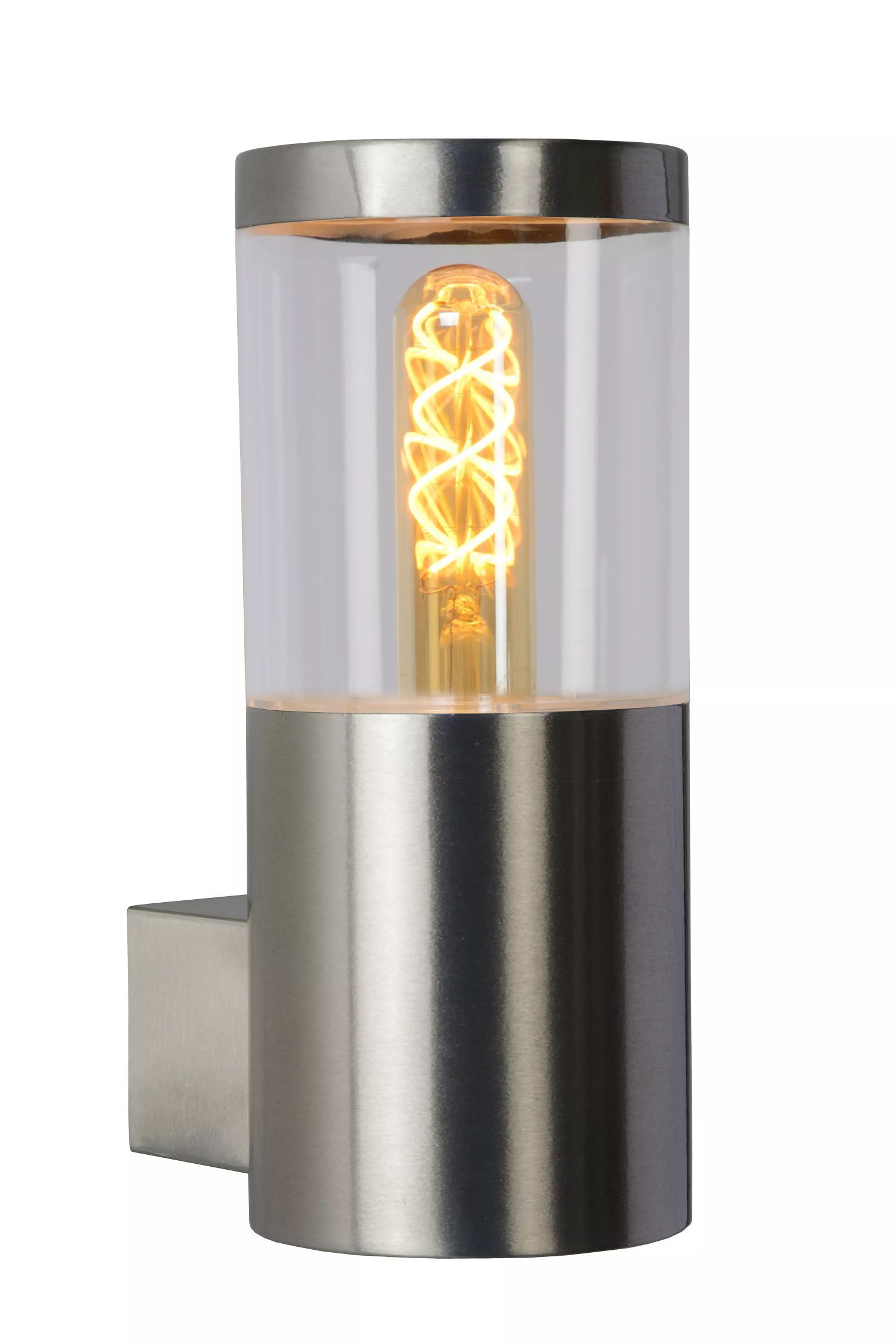 Wandlampe Außen Stahl in Chrom IP44 H:23 cm E27 Balkon Licht, Flasche, Shaker