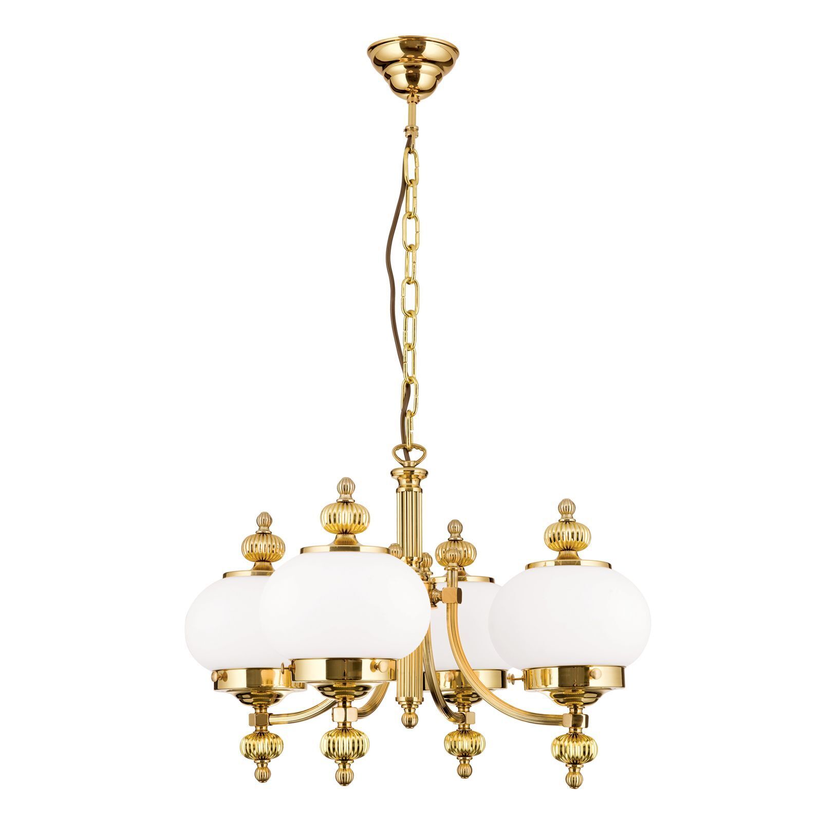 Kronleuchter, Gold, hängend, Globuslampen, metallischer Finish