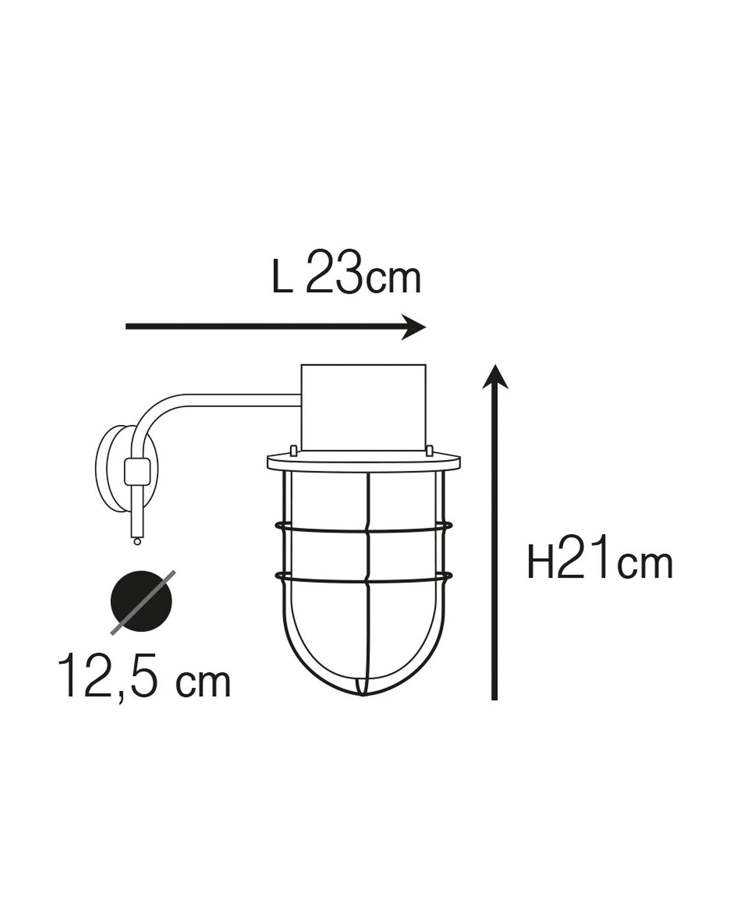 Wandlampe, Gehäuse, Gitterkorb, Glühbirne, Kabelanschluss