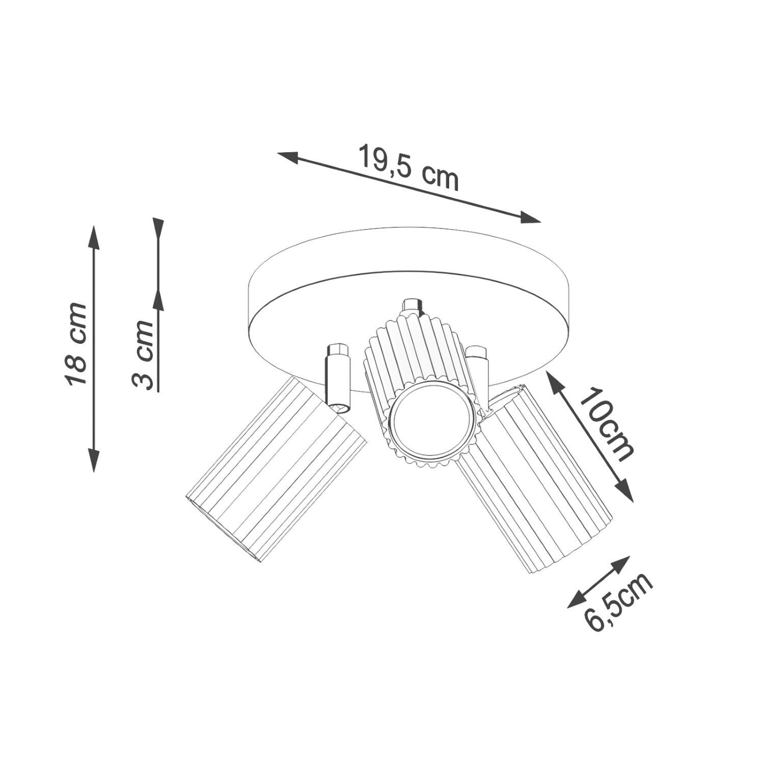 Projecteur de plafond 3 flammes GU10 Ø 19,5 cm petit rond en or