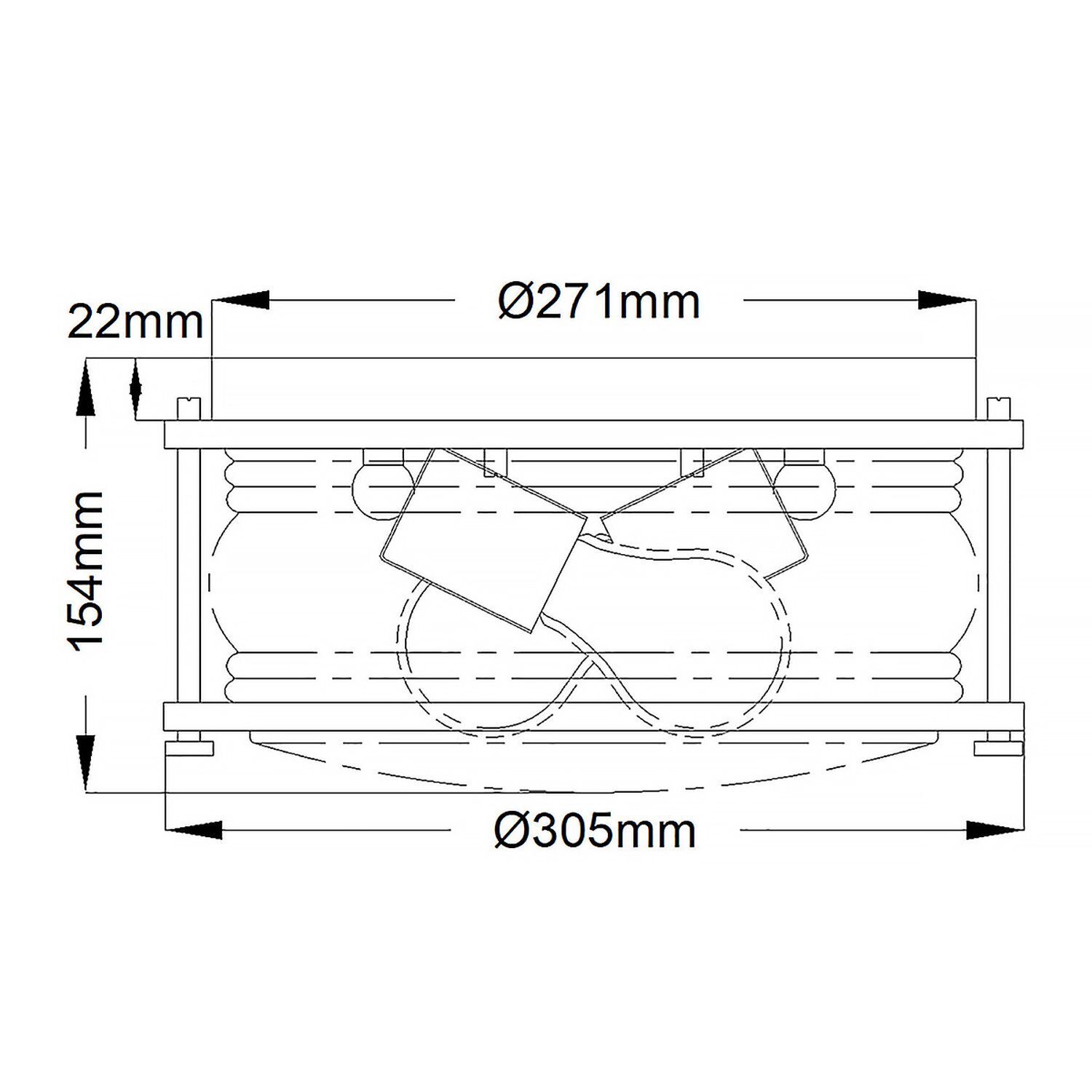 Badlampe Decke Chrom IP44 rund Ø 30,5 cm 2x E27 Metall Glas