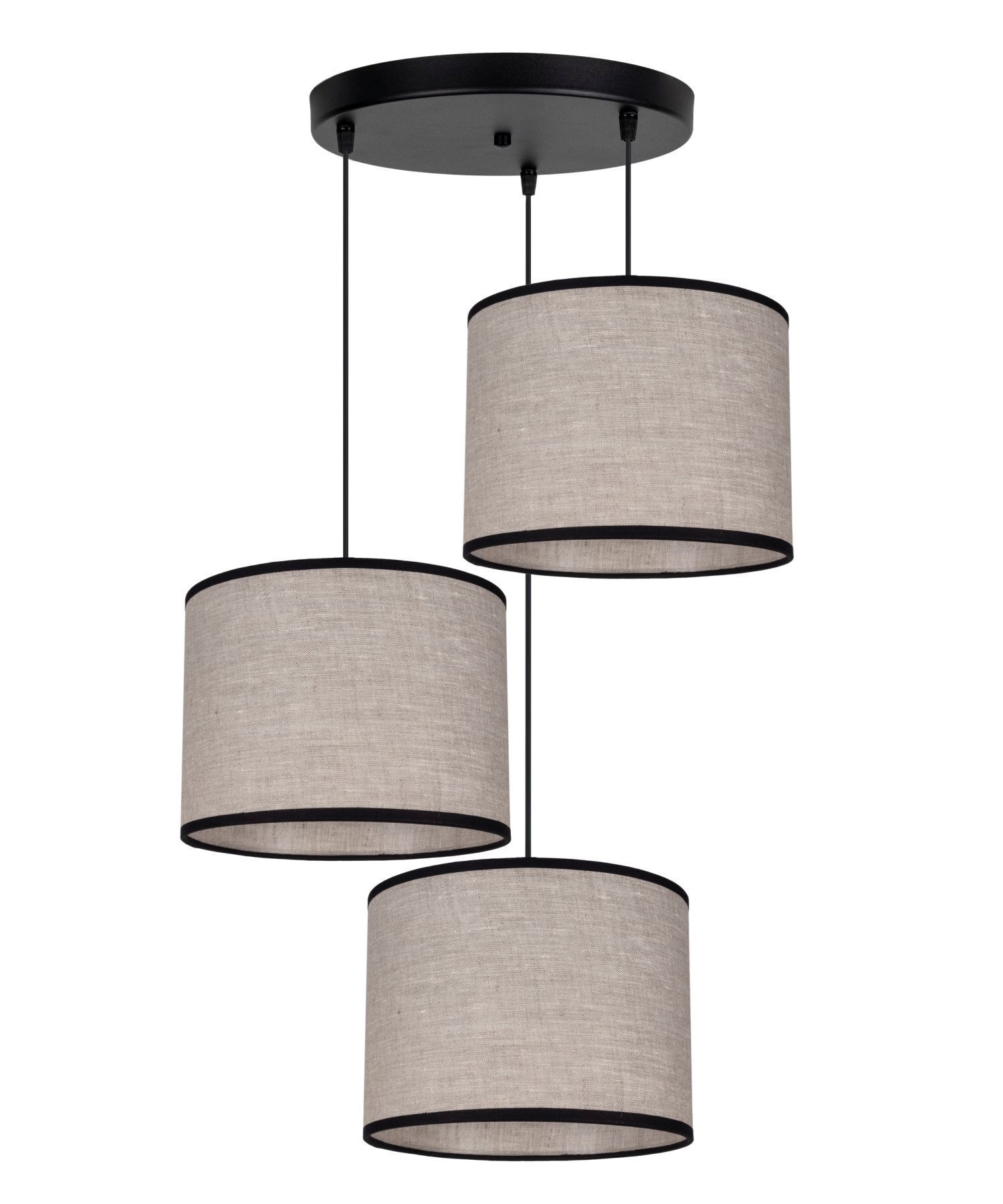 Tissu Lampe à suspendre anti-éblouissement Noir Beige E27 Ø45 cm rond