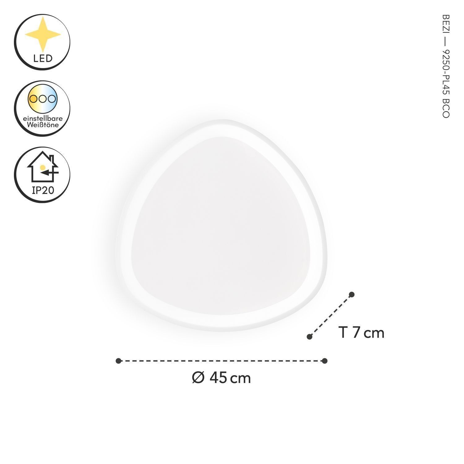 LED Deckenlampe Weiß Aluminium dimmbar 3000/4000/6500K LED, einstellbare Weißtone, IP20, Beleuchtung, Wandlampe