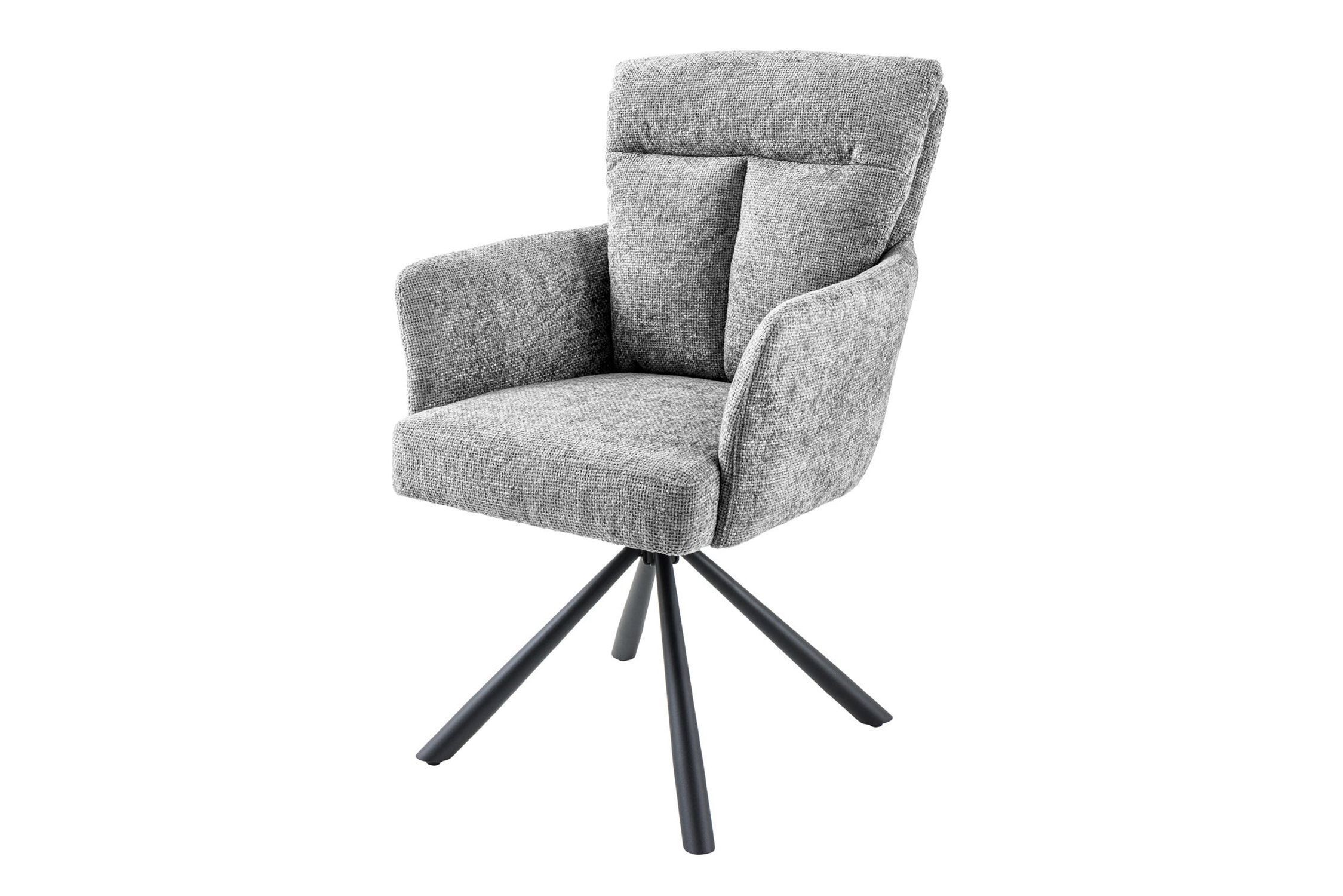 Bürostuhl Grau Schwarz drehbar aus Stoff Metall ohne Rollen