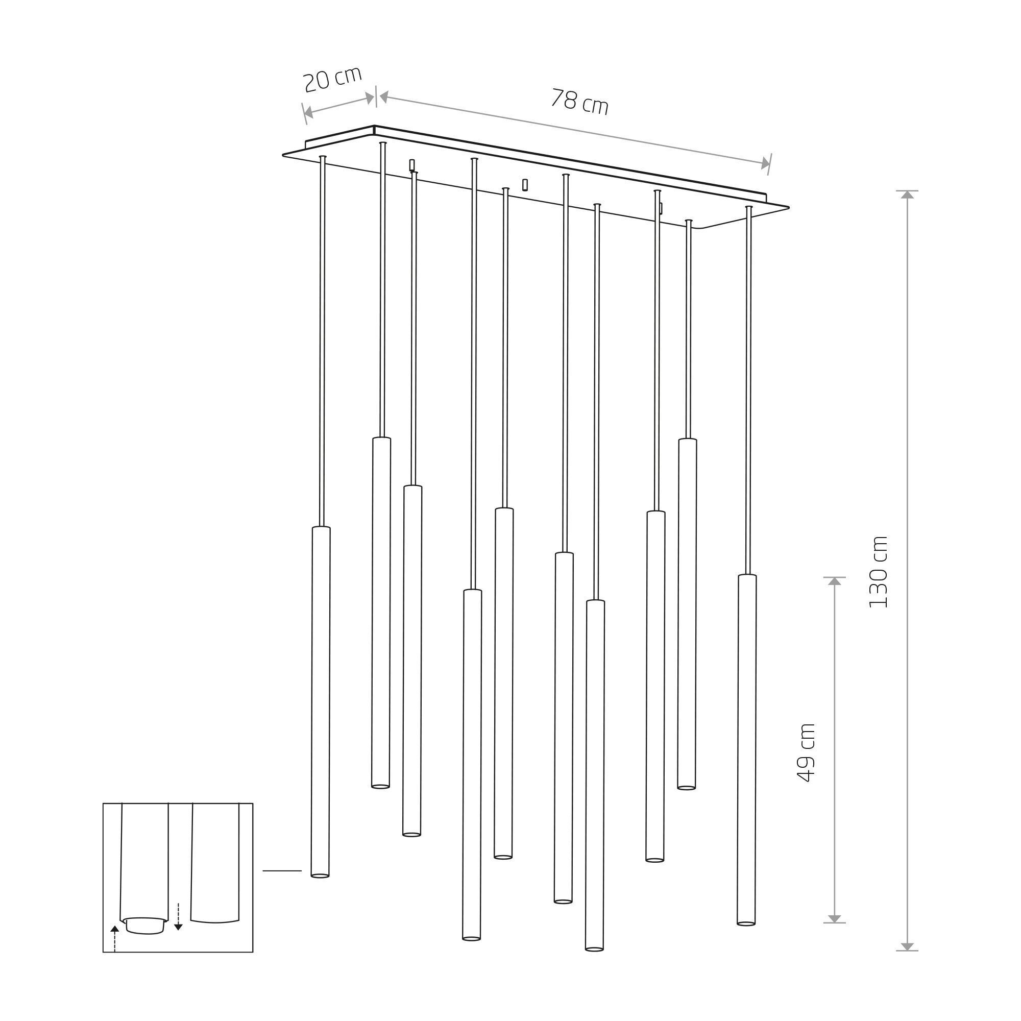 pendant light, hängende lampe, mehrfach pendel, deckenleuchte, stablierte rohrlampen