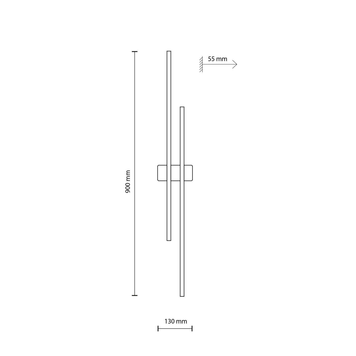 LED Wandlampe 90 cm hoch Metall Holz indirektes Licht 3000 K Seite, Text, Diagramm, Handlung
