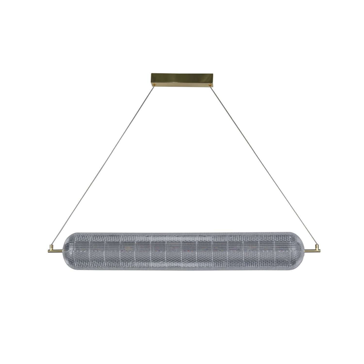 LED Pendelleuchte Metall in Messing 42 W 3000 K 108 cm Hängelampe, Zylinderförmige Lampe, Netz-Muster, Messing Montage, Kabelaufhängung