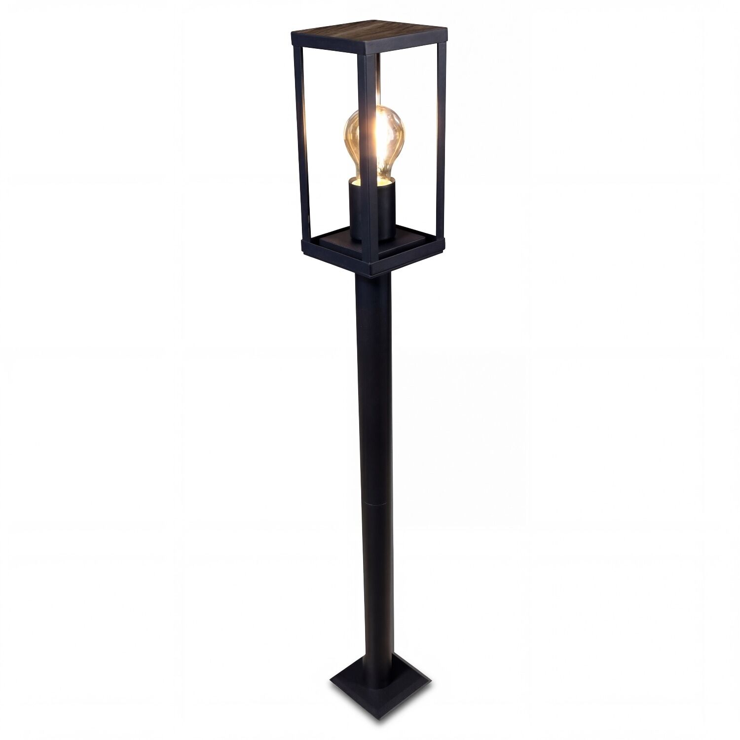 Lampenpfosten, Außenlampe, Laternenstil, Holz/Metall, Glühbirne