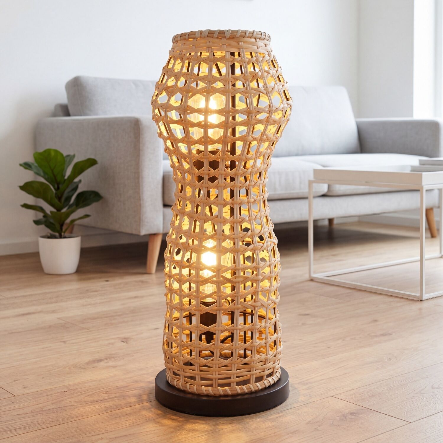 Lampen, Stehlampe, Rattan, Korblampe, Mesh-Lampe