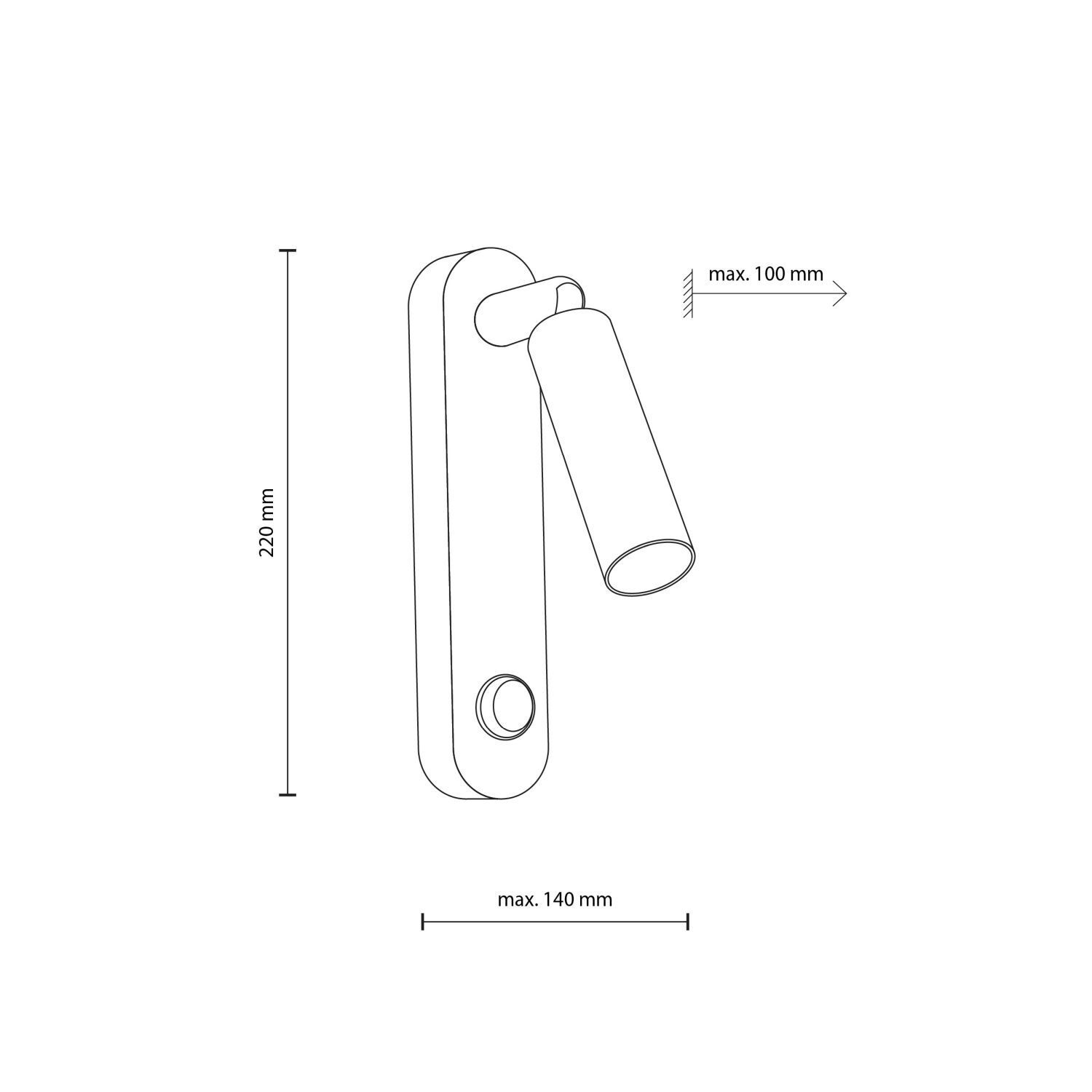 Applique avec interrupteur Métal G9 H : 22cm orientable Noir