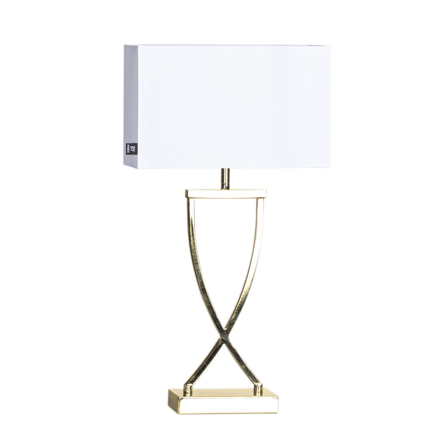 Lampe de table métal tissu 52 cm en laiton blanc pour E27