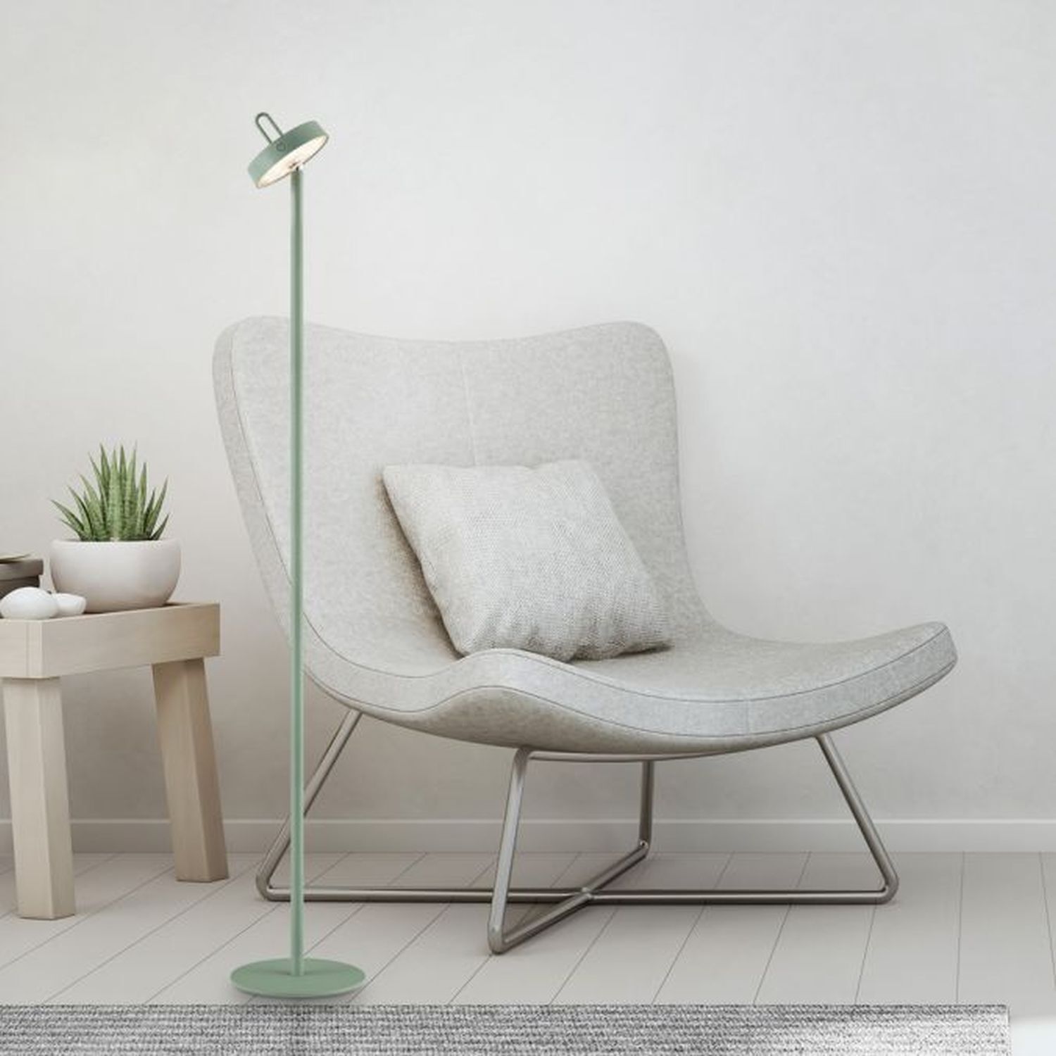 Lampadaire LED rechargeable Vert Dimmer Touch IP44 125,2 cm Lampe, Mobiliar, Stuhl, Stehlampe