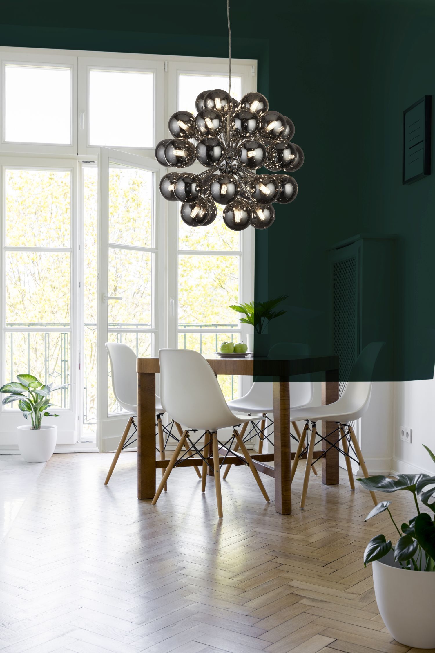 Suspension verre fumé Ø 51 cm 27x G9 Gris Chrome CARTER