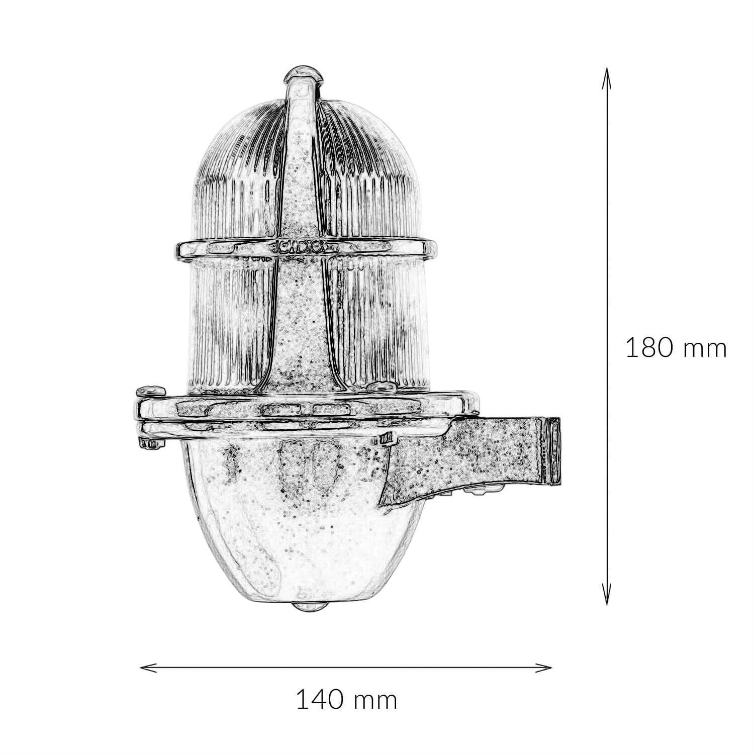 Massive Wandleuchte Außen in Nickel Messing Glas