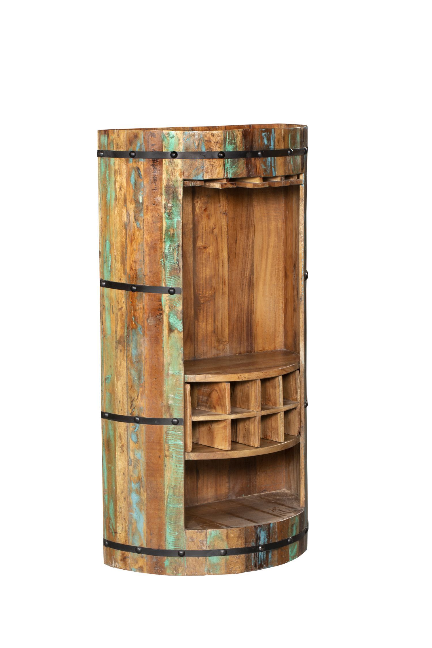 Armoire bar bois 115 cm de haut semi-circulaire pour bar maison fête Wandschrank, Schrank, Mobiliar, Anrichte, Kabinett