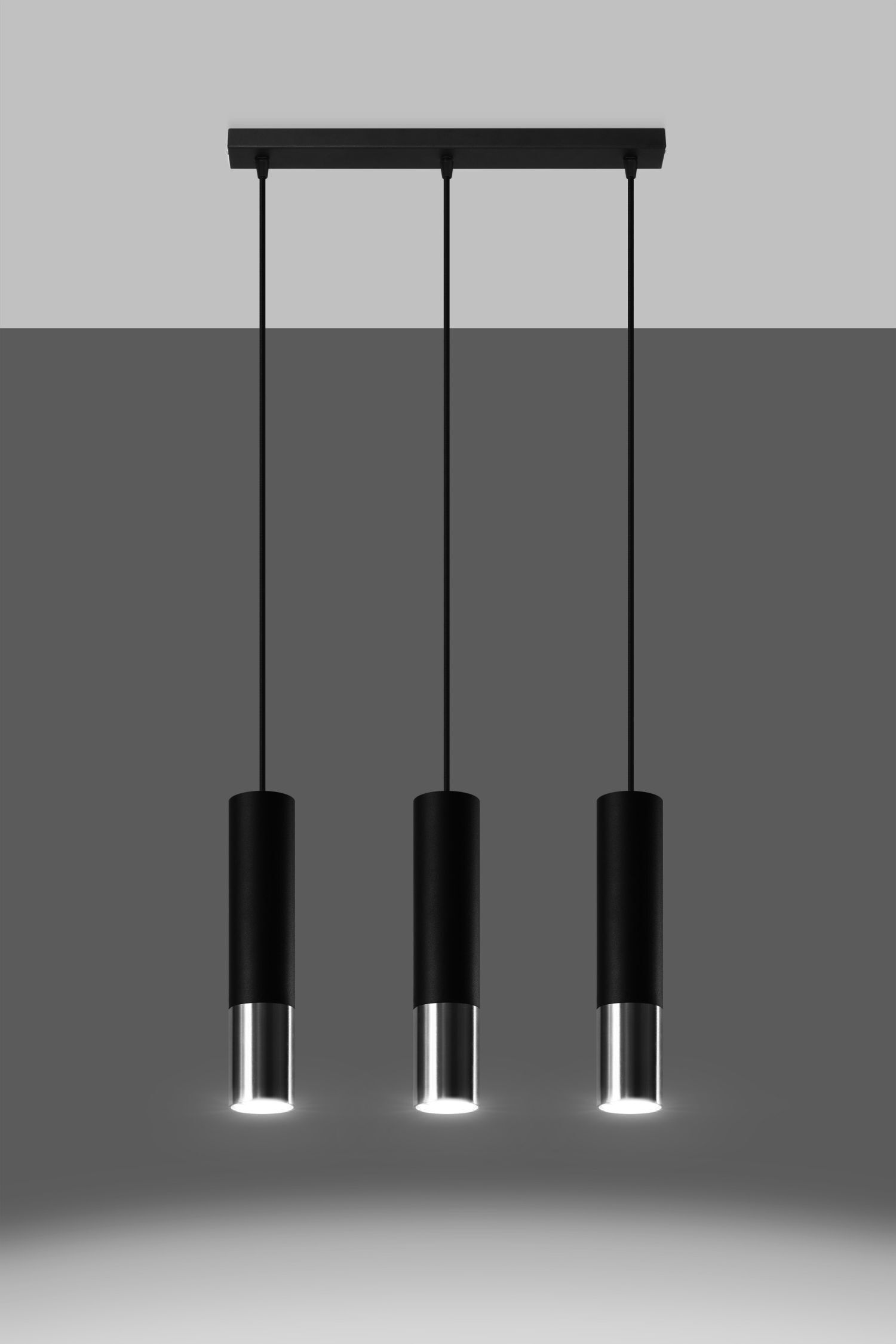 Lampe à suspendre métal noir chrome 3 flammes orientables