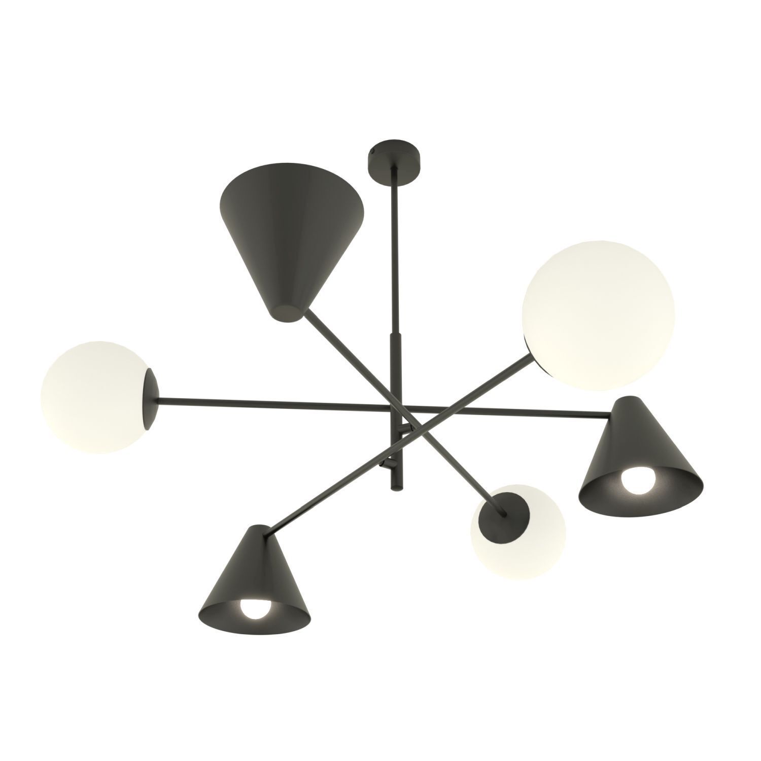 Blendarme Plafonnier noir blanc L:70 cm E14 6-flmg Leuchter, Lampe, Leuchte