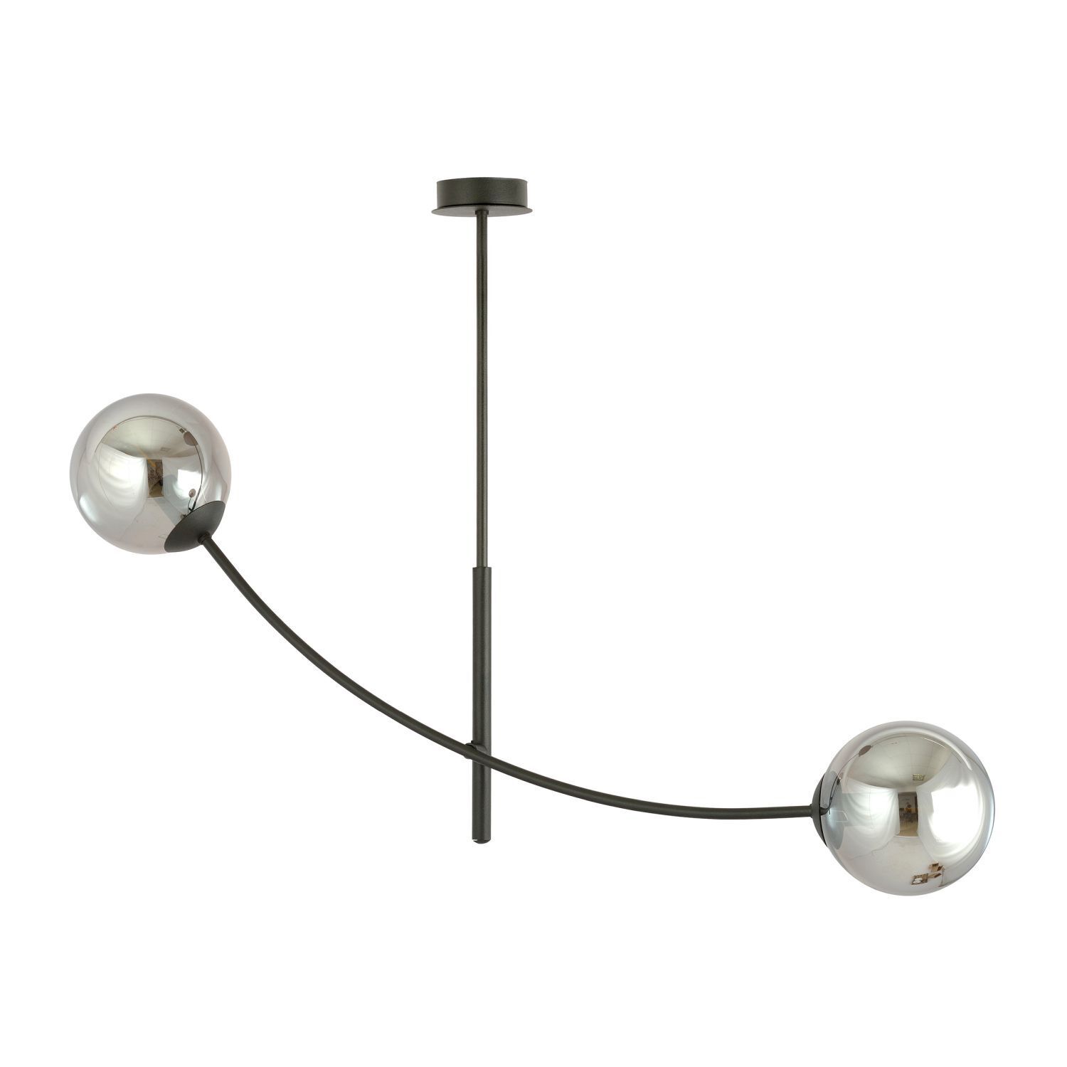 Deckenlampe Rauchglas Metall L: 83 cm schwenkbar E14 2-flammig Leuchter, Lampe