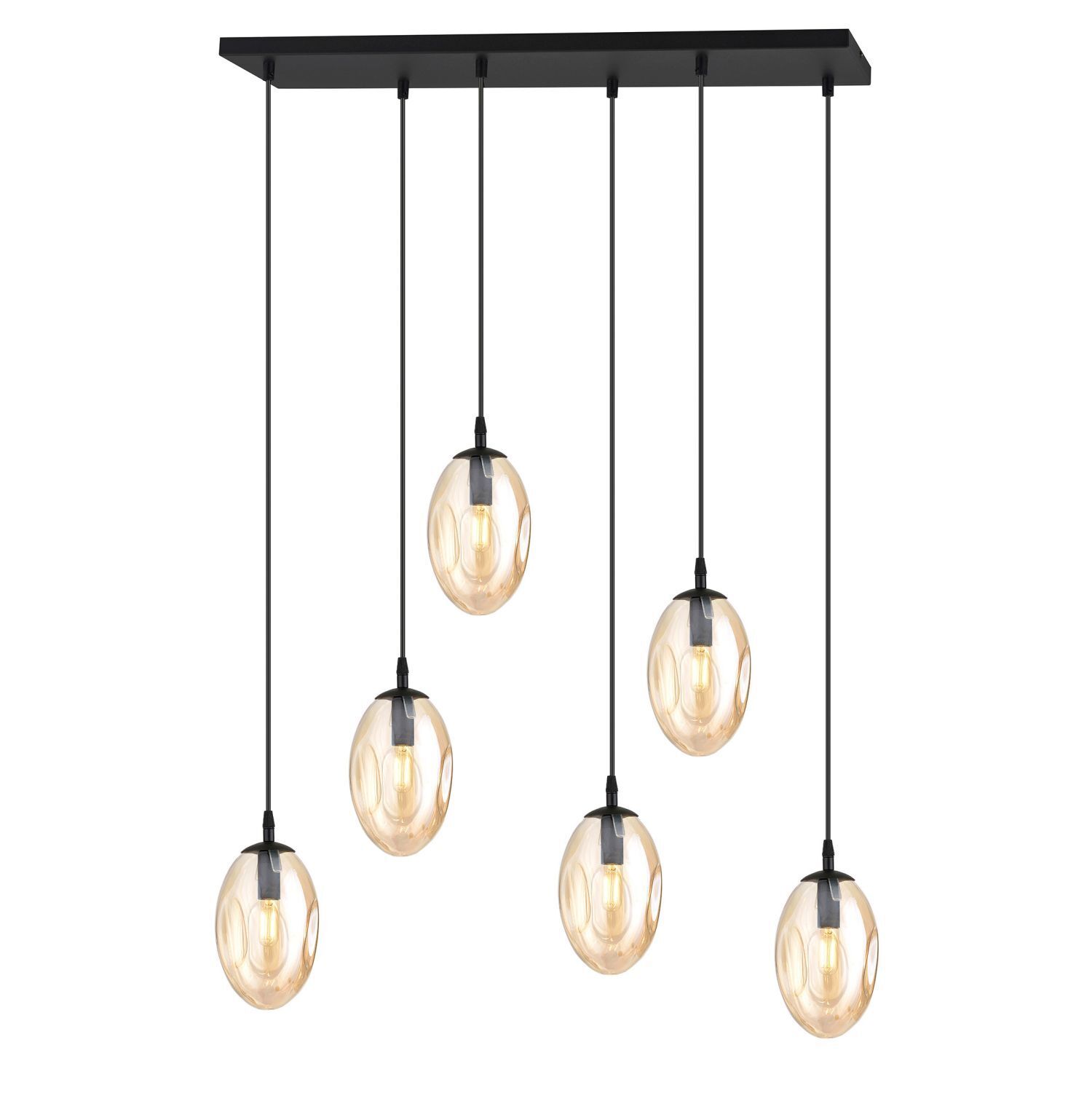 Grande lampe à suspendre verre 6x E14 70 cm allongée CARLU