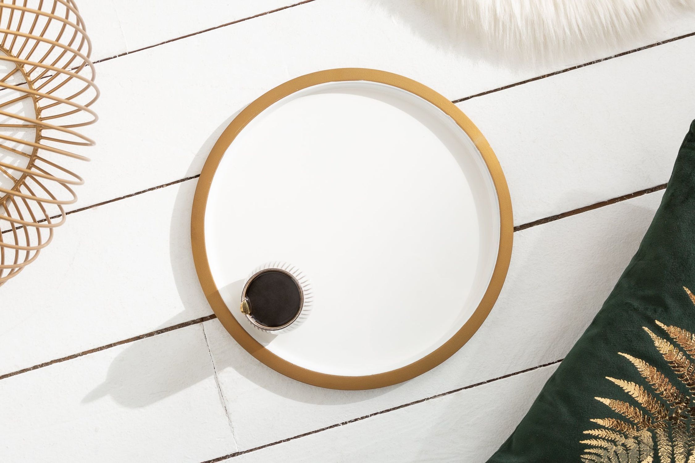 Table basse en métal doré 41x41 cm fait main avec plateau Becken, Teller