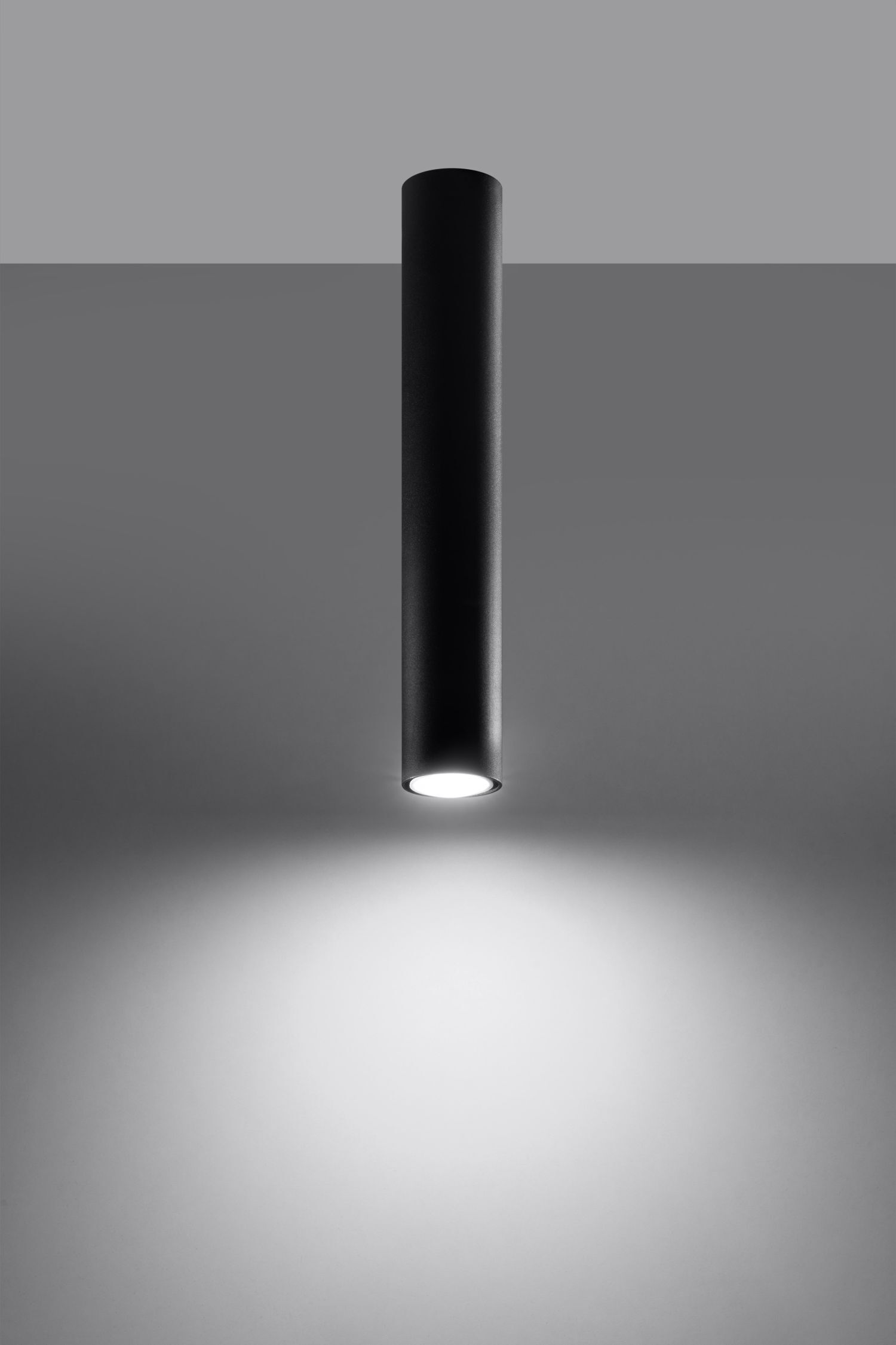 Plafonnier étroit Ø 6 cm H : 40 cm Métal noir GU10